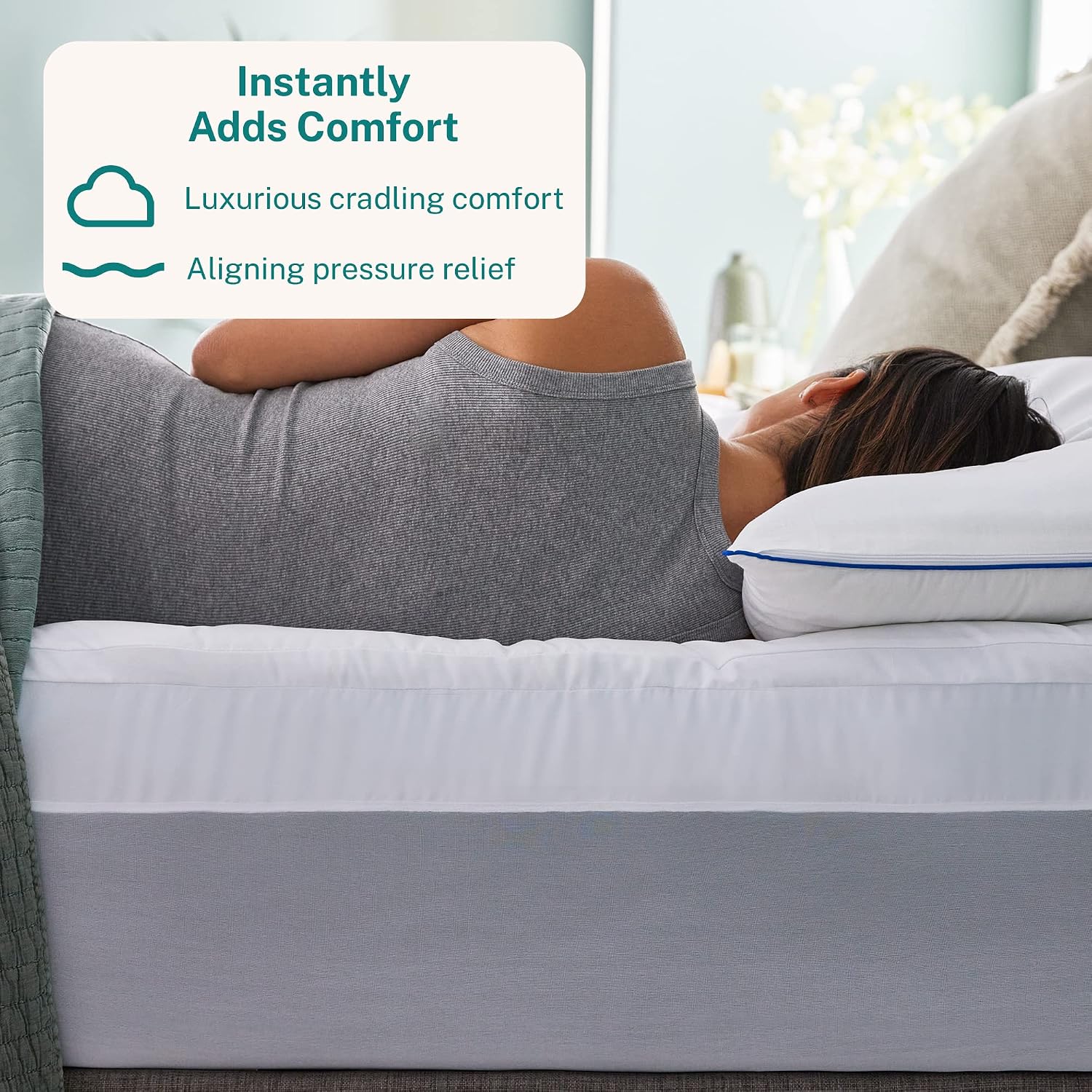 Sleep Innovations Dual Layer 4 Inch Memory Foam Mattress Topper, King Size, Ultra Soft Support