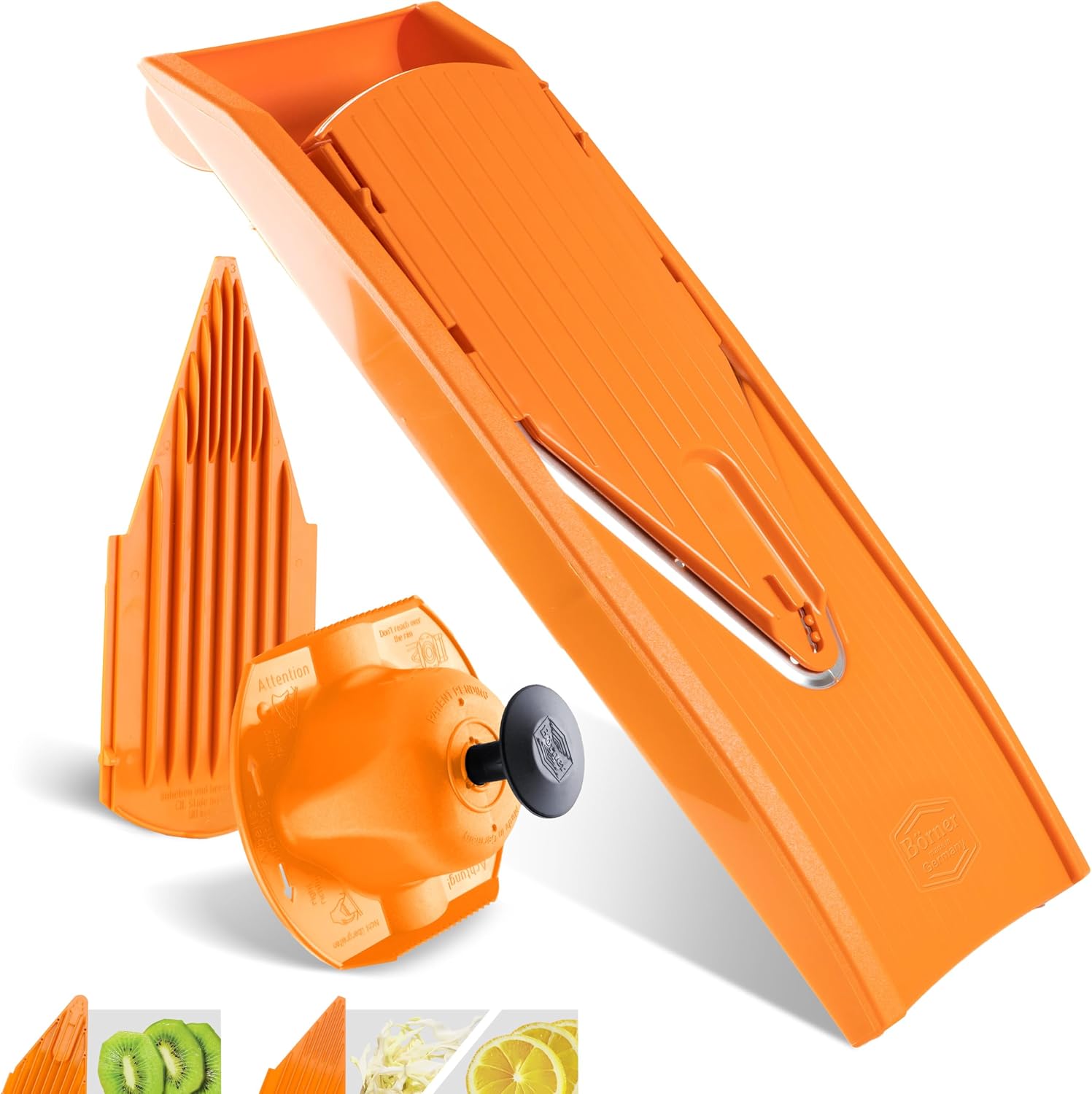 BORNER V Mandoline Slicer Kitchen V1 ClassicLine Starter Set | Vegetable Grater Börner - Quality Made in Germany, Color:Orange