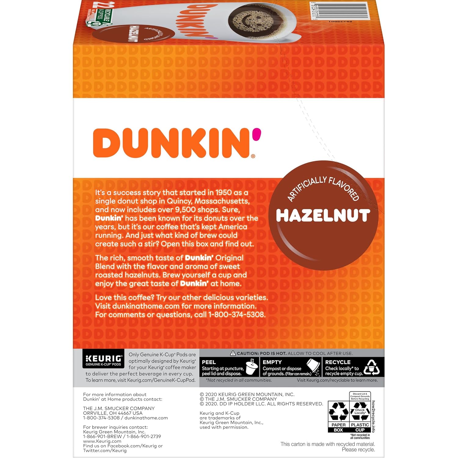 Dunkin’ French Vanilla Artificially Flavored Coffee, 60 Keurig K-Cup Pods | 6 boxes of 10 single serve coffee pods each, Smooth & rich flavor, Made with arabica coffee, Shelf stable, SNAP EBT eligible