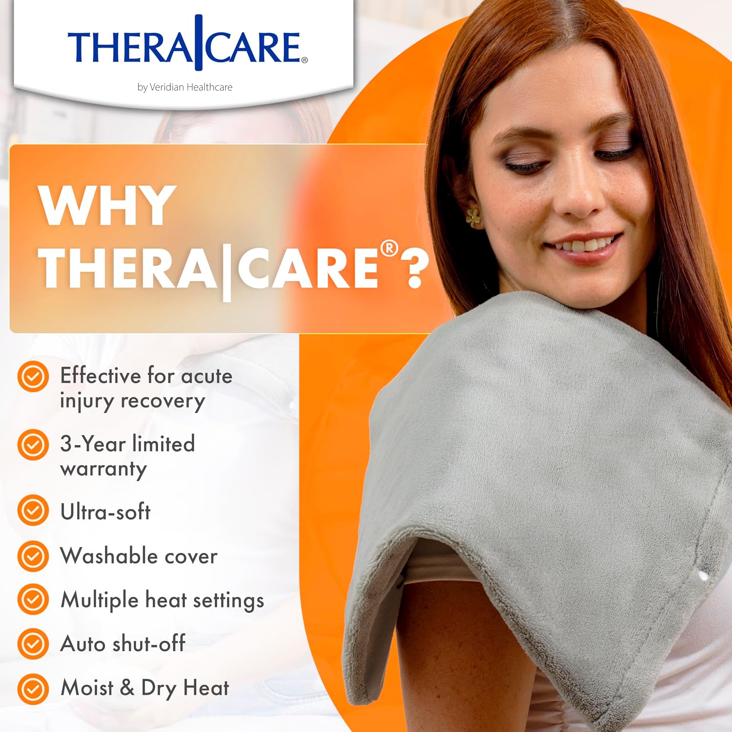 Deluxe Heating Pad Moist/Dry Heat Therapy | Moist & Dry Heat Therapy for Sore Muscles, 4 Heat Settings, Sponge Included, Machine-Washable Cover