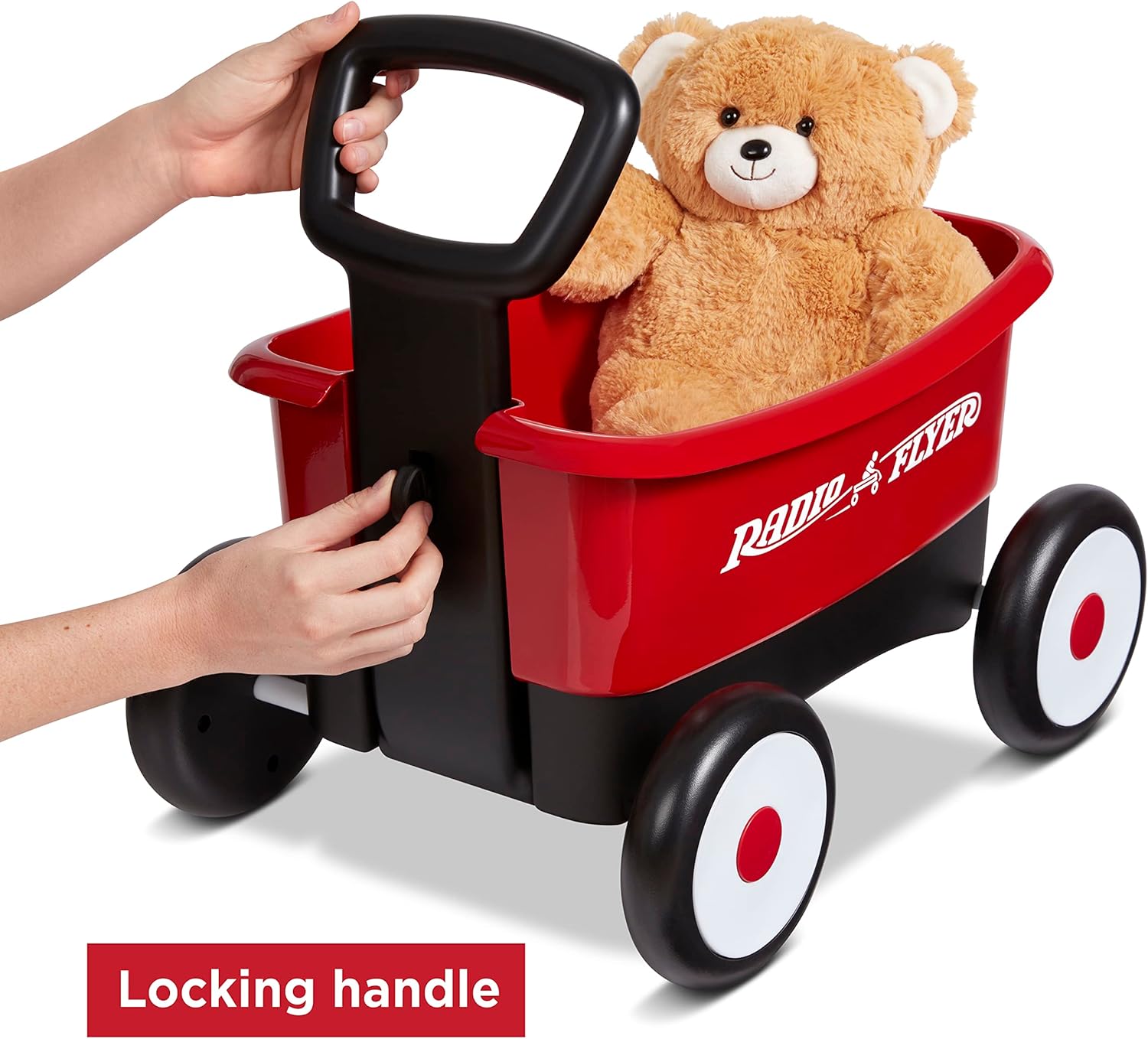 Radio Flyer Push & Pull Walker Wagon with Teddy Bear, Ages 1-4 Years, Red
