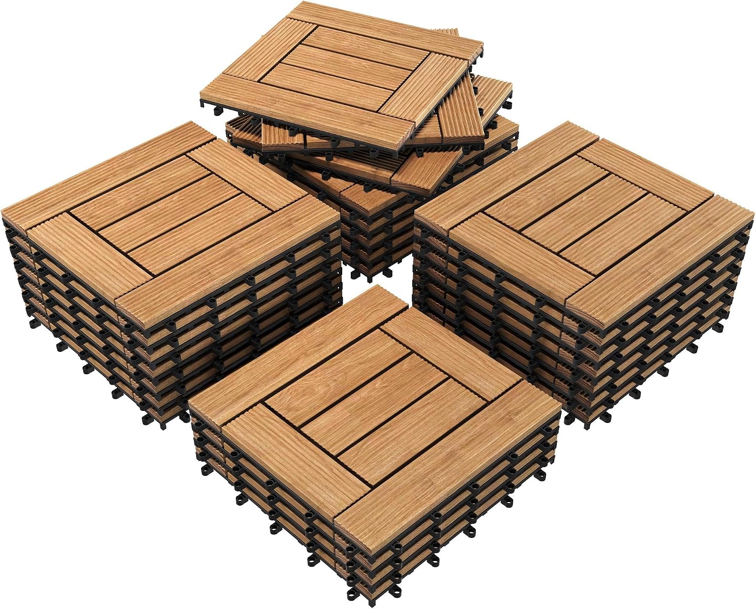 Yaheetech 27PCS Patio Floor Tiles Outdoor Interlocking Deck 12 x 12in,Wood
