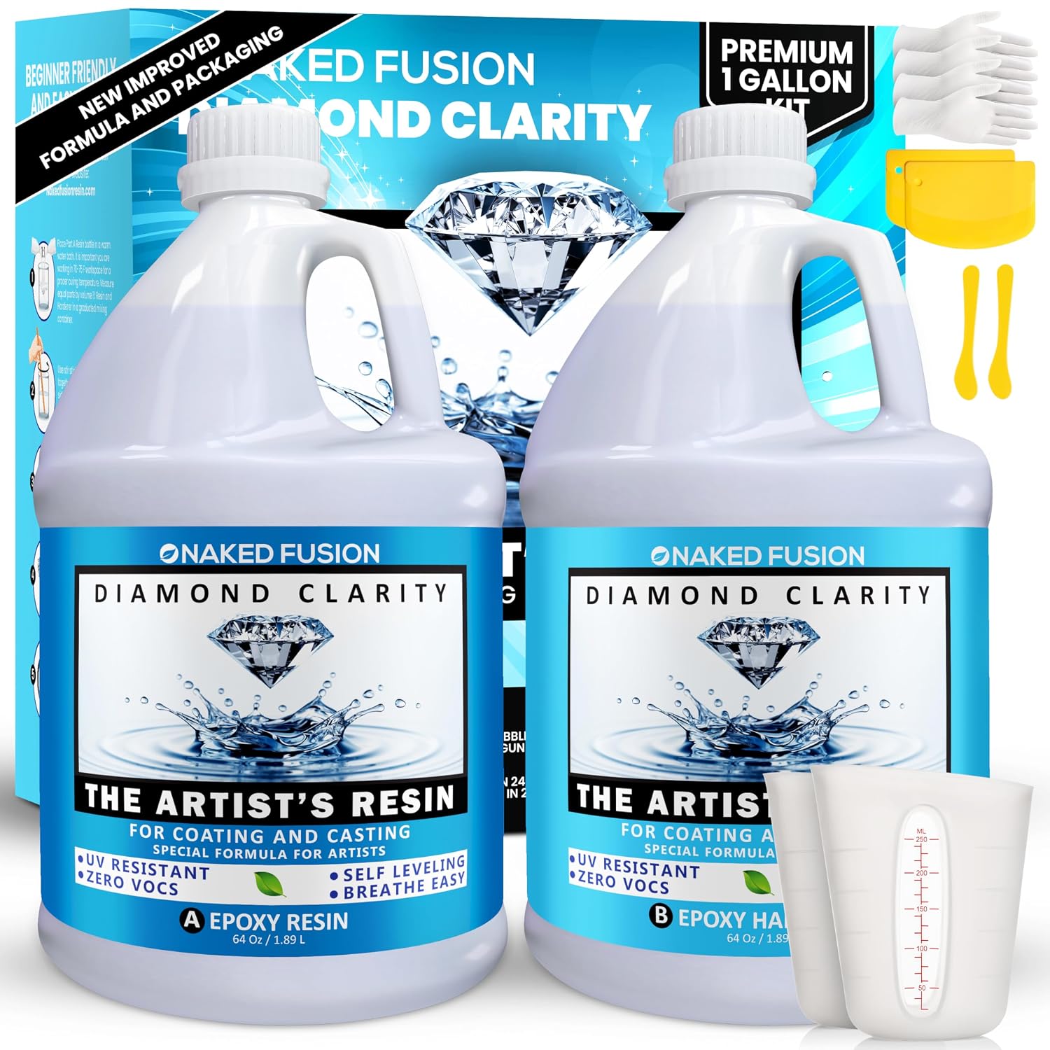 Epoxy Resin Art Resin Crystal Clear Formula -2 Gallon Kit -The Artist's Resin for Coating, Casting, Resin Art, Geodes, Tabletop, Bar Top