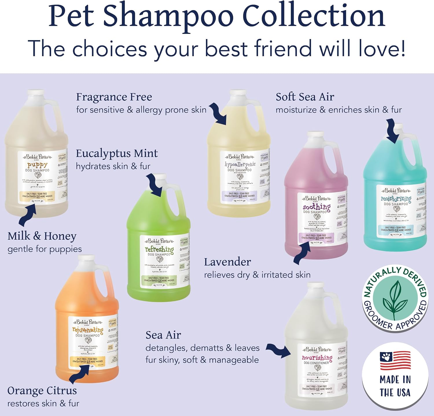 Bobbi Panter Soothing Dog Shampoo Tea Tree, Lavender, Cucumber & Oat Protein – Natural Formula for Sensitive Skin & Irritation Relief, Tear-Free, 30:1 Concentrate, Made in USA, 14 oz