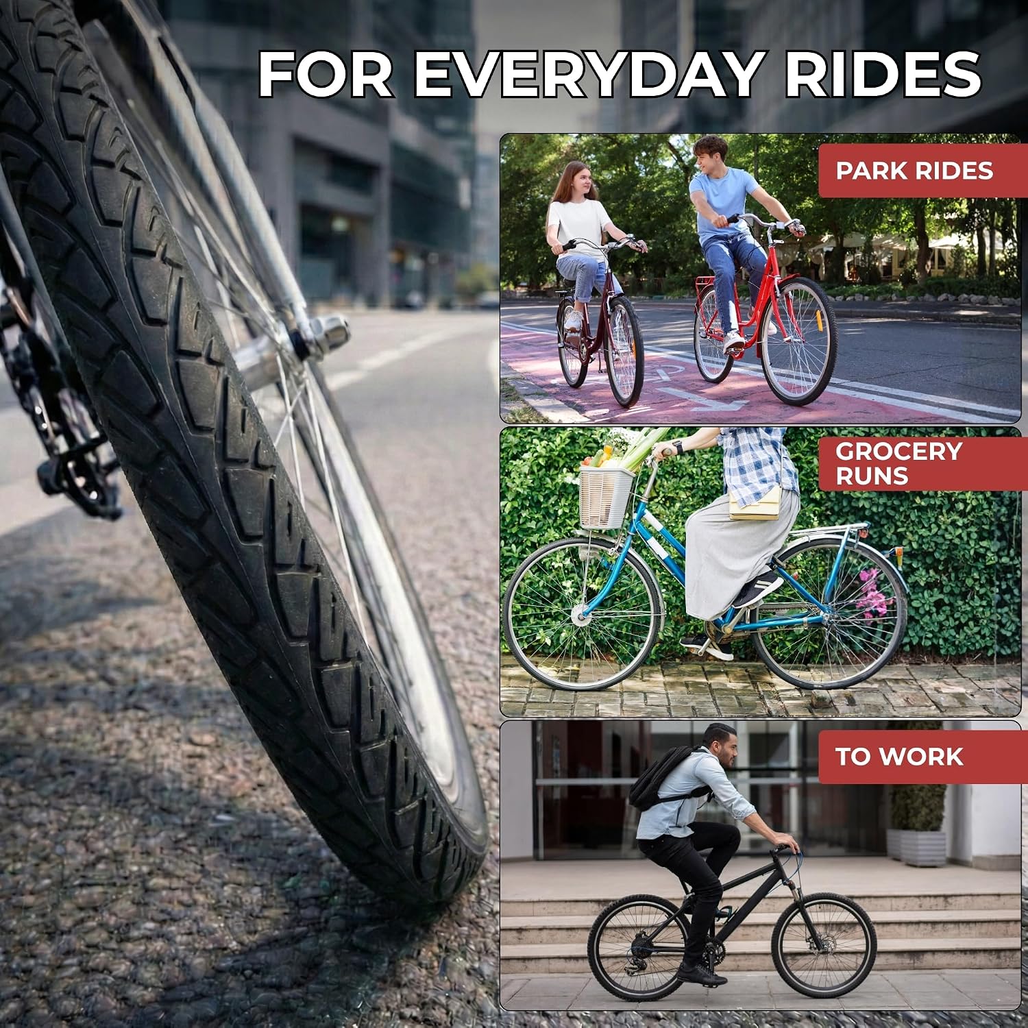 Set 26x2.125 City Bicycle Tire & Tubes Schrader/Presta - Foldable 54-559