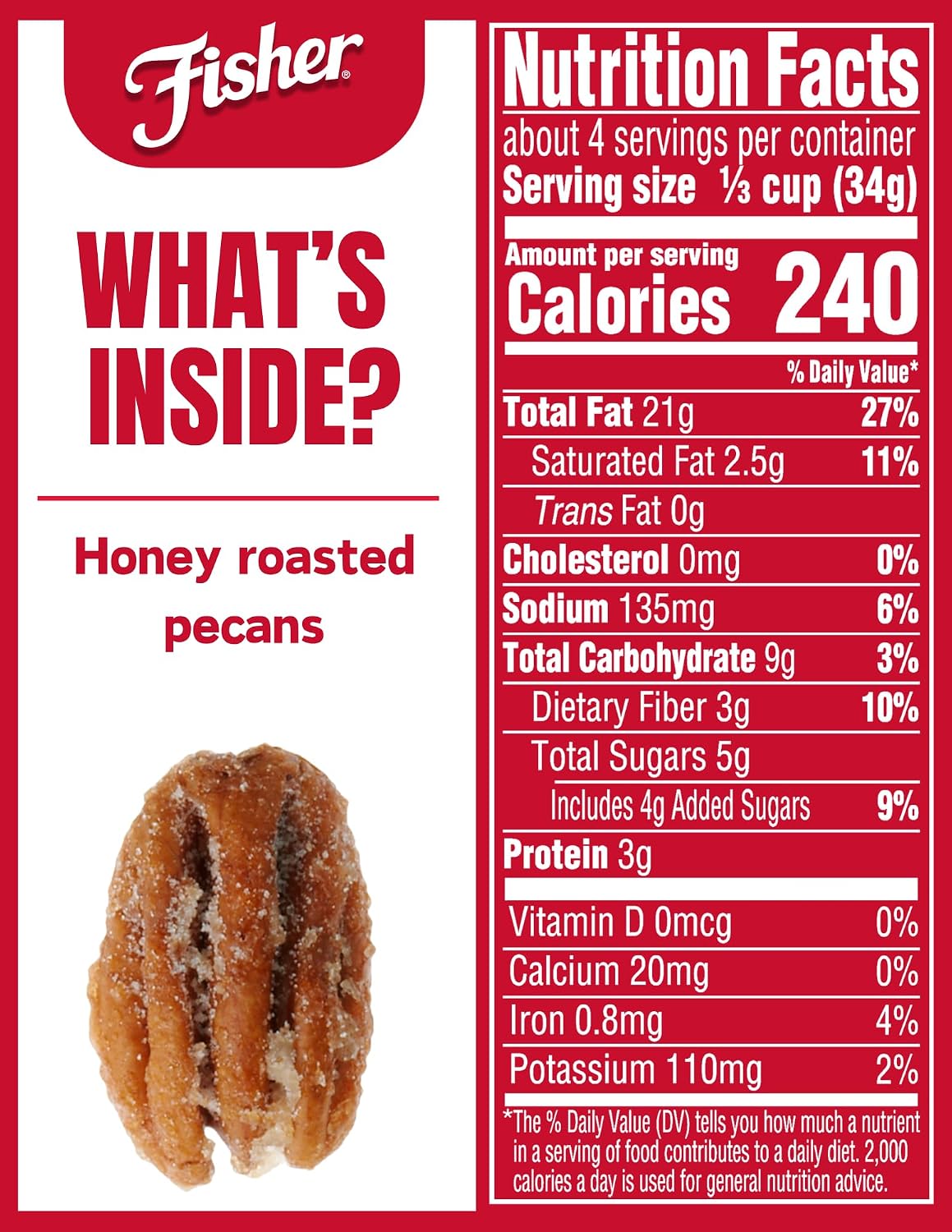 Fisher Snack Glazed Pecans Candied, 24 oz, Pack of 1 | Junior Mammoth Candied Pecans, Perfect For Gifting Or Personal Enjoyment, Crunchy, Irresistibly Sweet