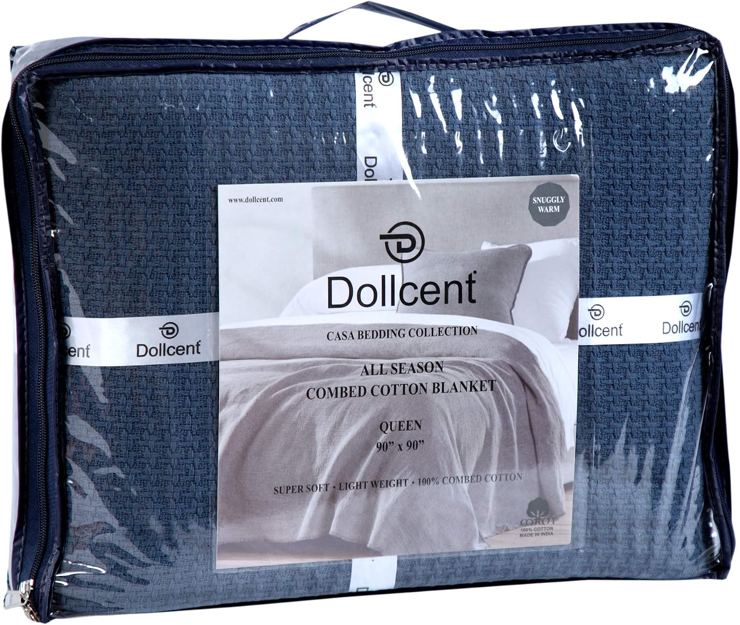 DOLLCENT 100% Cotton Queen Size Blanket for Bed, Premium Soft Combed Lightweight Blankets, Washed Breathable Cozy Bed Throw Blanket, Ivory Queen Cotton Blankets for All Season: Ivory (90"x90")