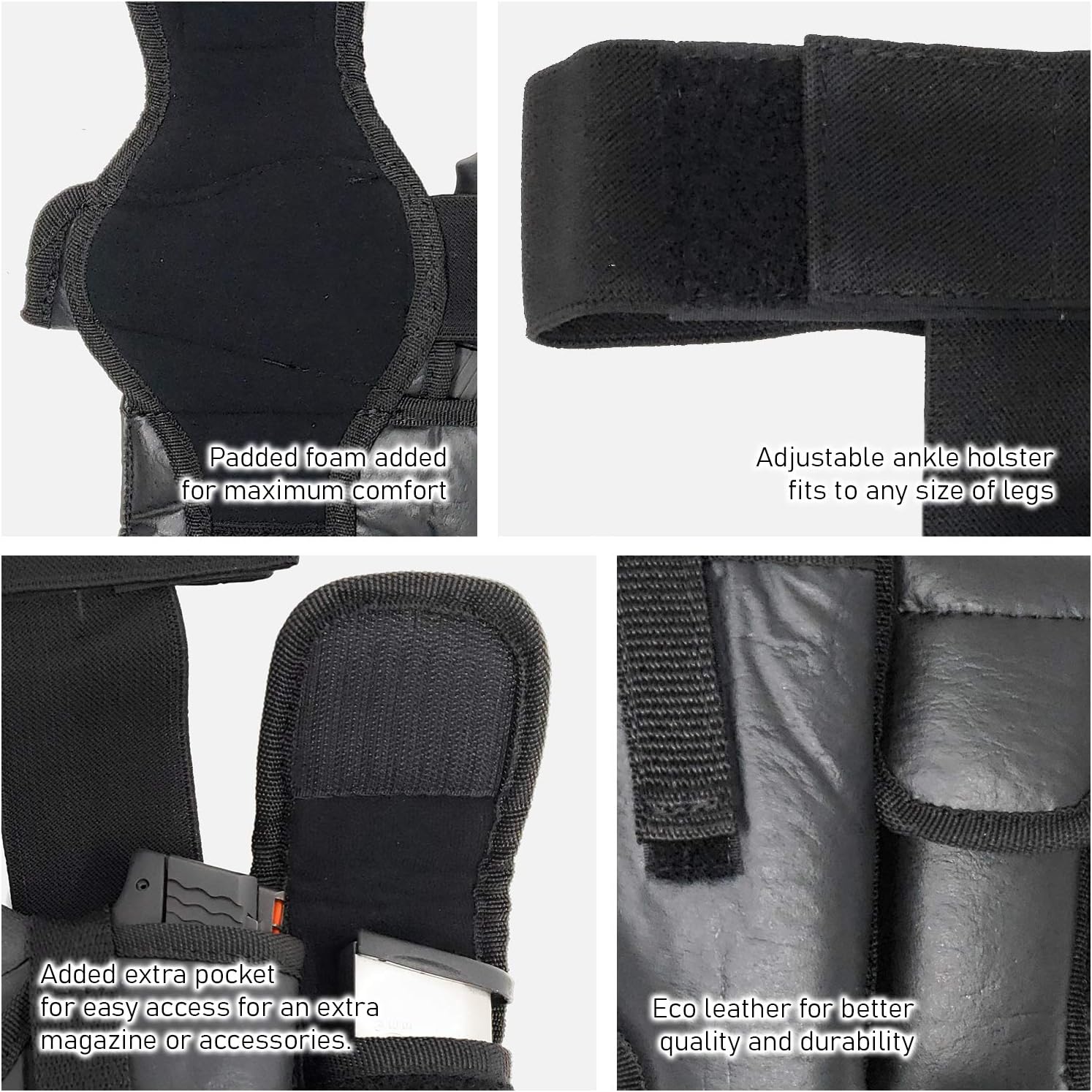 Houston Gun Holsters Ankle Holster, Glk 26/27, 33, Right Hand