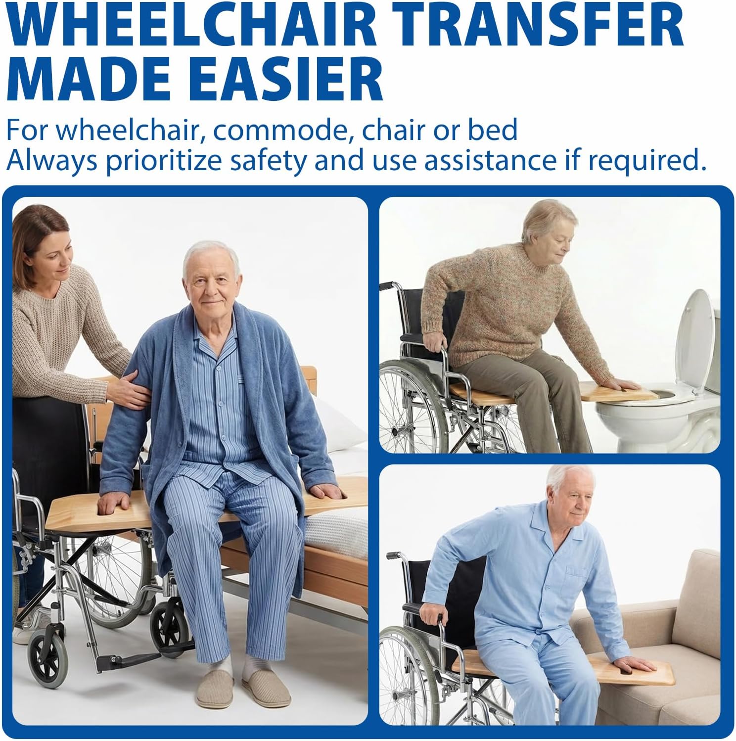 Blue Jay Slide Boards for Transfers - 30" Wooden Transfer Boards for Wheelchair - 8" x 30" Patient Assist Device for Car, Bed, Chair & Seniors - Smooth Surface & Tapered Ends
