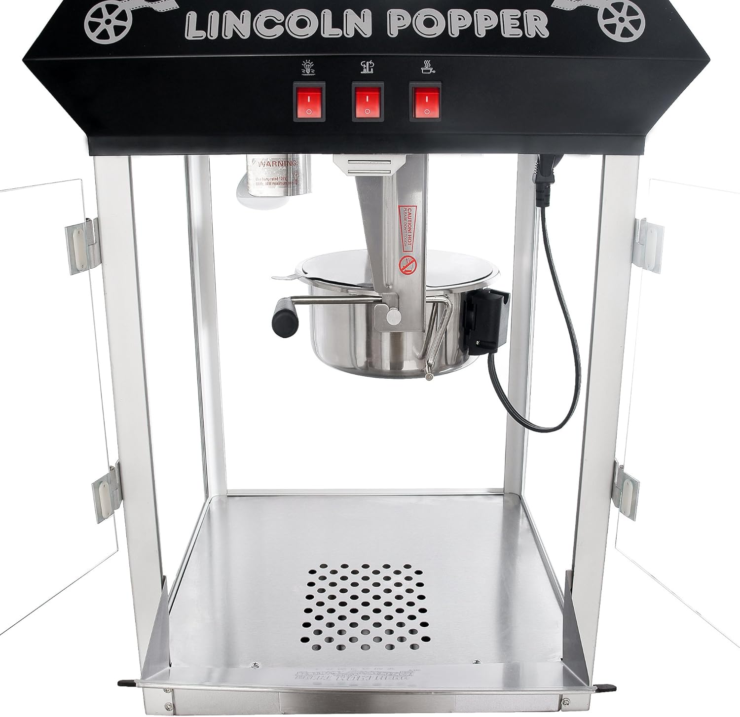 Lincoln Popcorn Machine - 8oz Popper with Stainless-Steel Kettle, Reject Kernel Tray