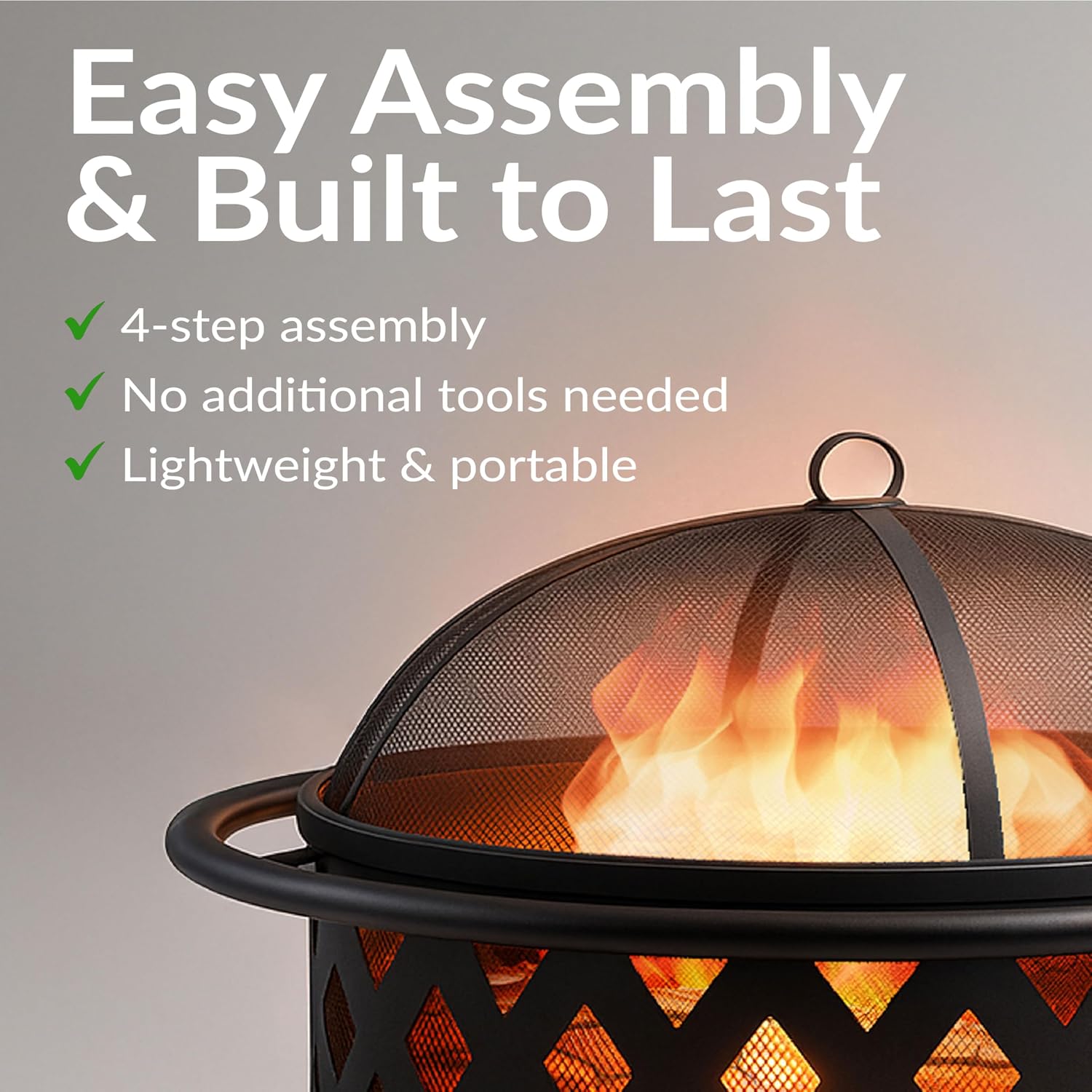 Sunnydaze Crossweave Large Outdoor Fire Pit, Wood Burning, Round, 36" | Black, Heavy Duty Steel Metal, Patio Fire Pit with Spark Screen, Poker, & Cover, Wood Firepit for Outside, Backyard, or Deck