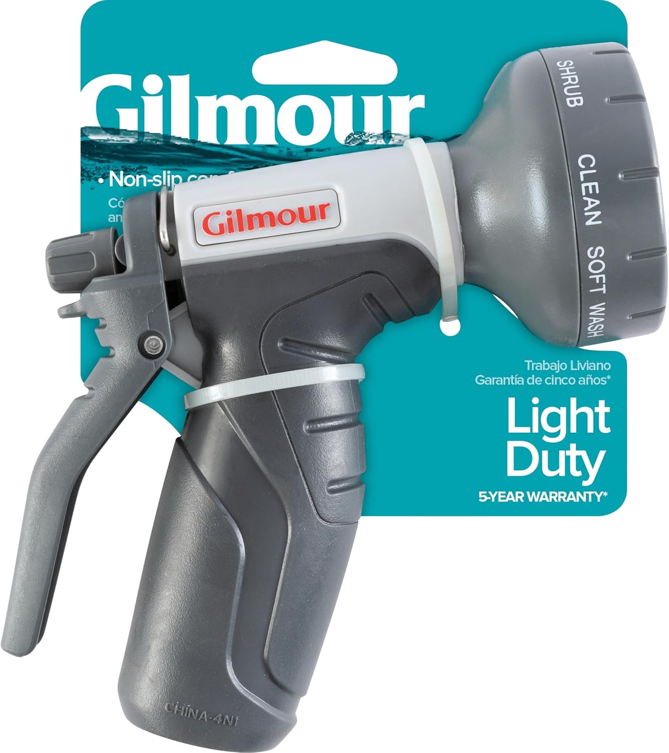 Gilmour Light Duty Garden Hose Nozzle with 8 Pre-Set Spray Patterns, Water Hose Nozzle for Watering Garden or Lawn | 8 Pre-Set Spray Patterns, Trigger Lock, Flow Control, Multi Use for Plants, Pets, Cars, and Patios