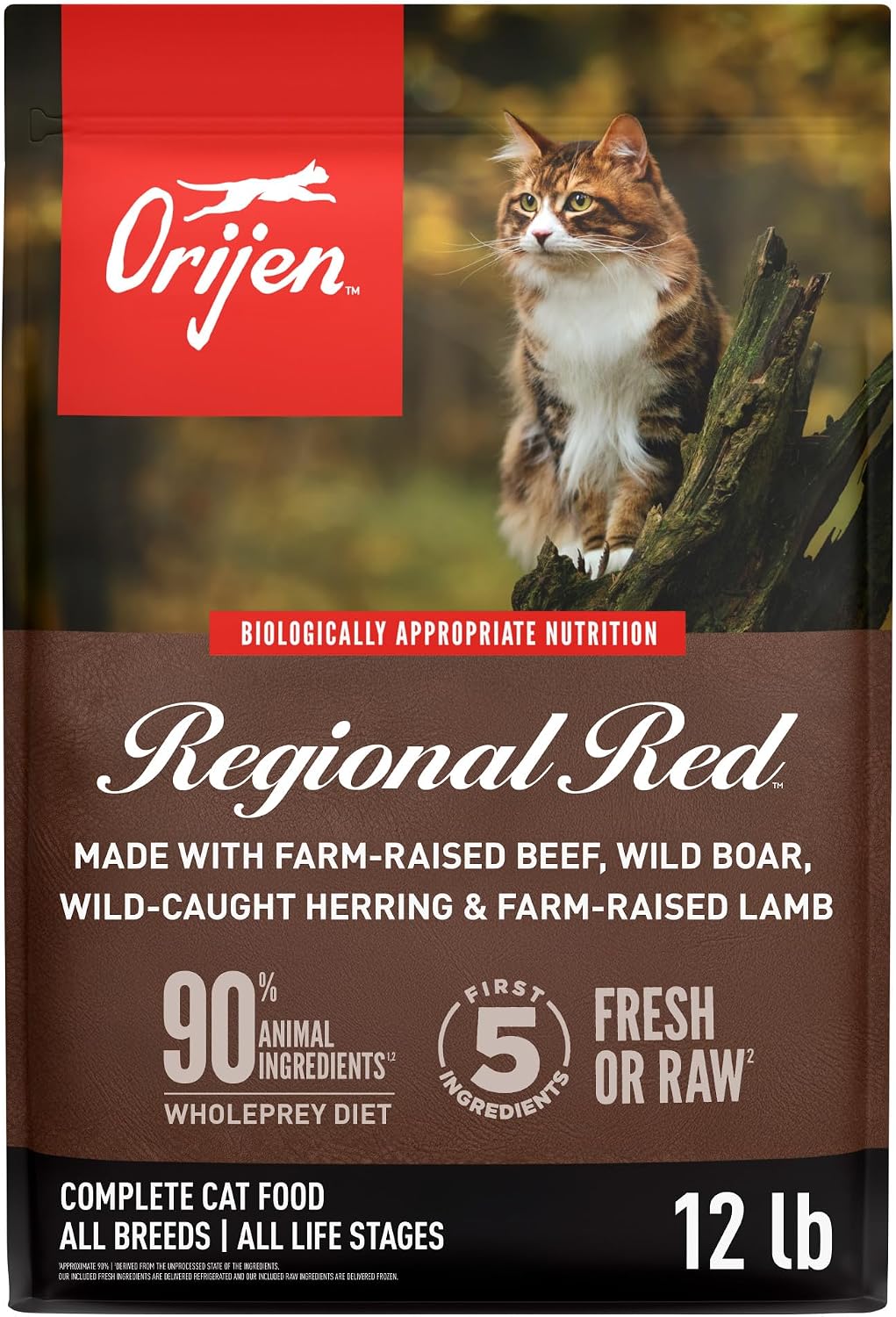 ORIJEN Grain Free WHOLEPREY Dry Cat Food Original Recipe 4lb. Bag | 90% Animal Ingredients, Freeze Dried, Fresh or Raw Ingredients, High Protein, Heart Health, Free-Run Poultry