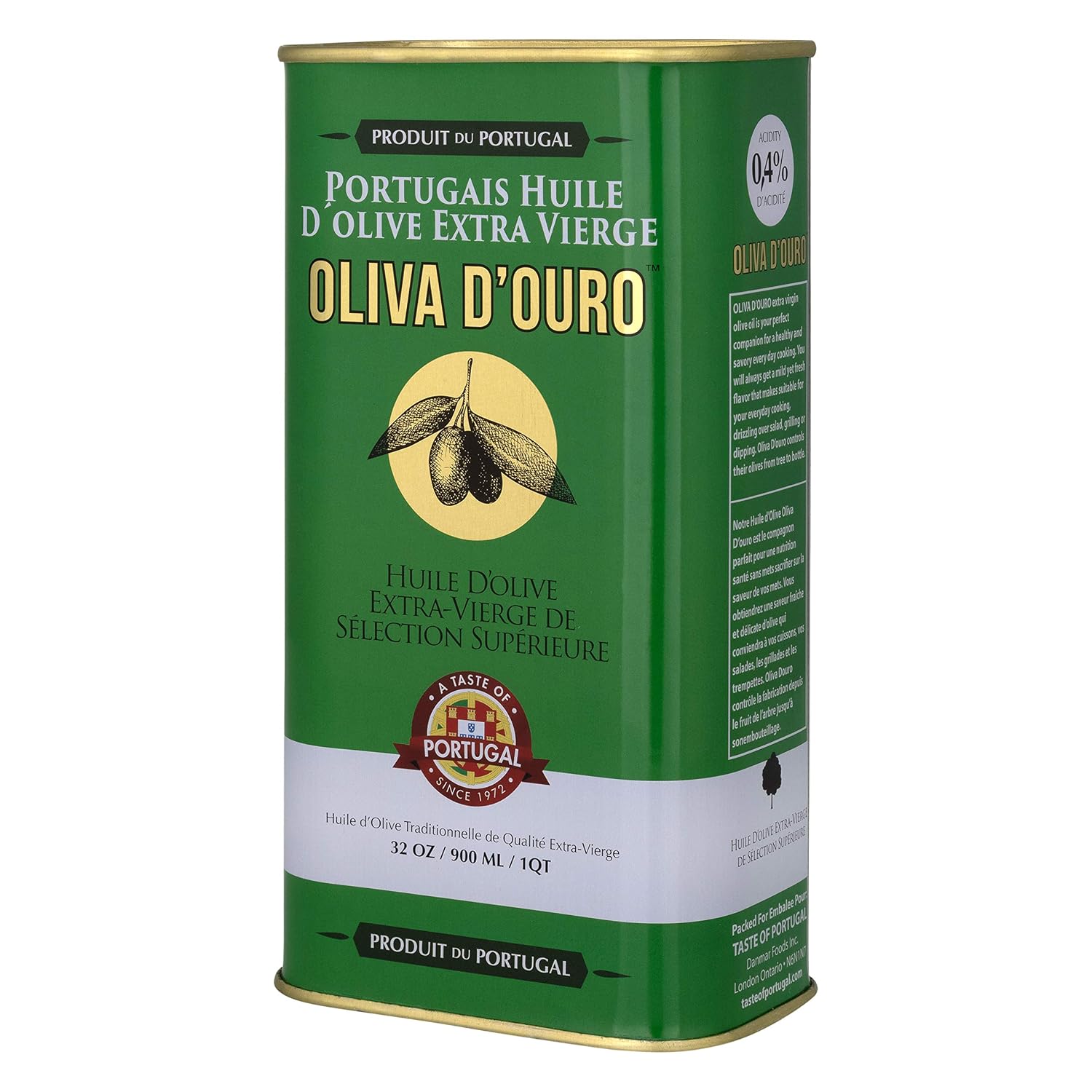 A Taste of Portugal Organic Olive Oil | Extra Virgin Olive Oil | Light and Fruity Portuguese Olive Oil | 32 OZ Tin