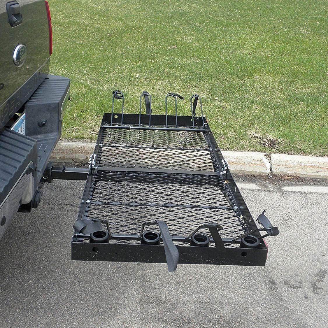 Hitch Cargo Carrier with Bike Rack, 500 lb Capacity, Black | Alloy Steel, Holds 4 Bicycles, 2" Receiver Fit, Rear Mount Design