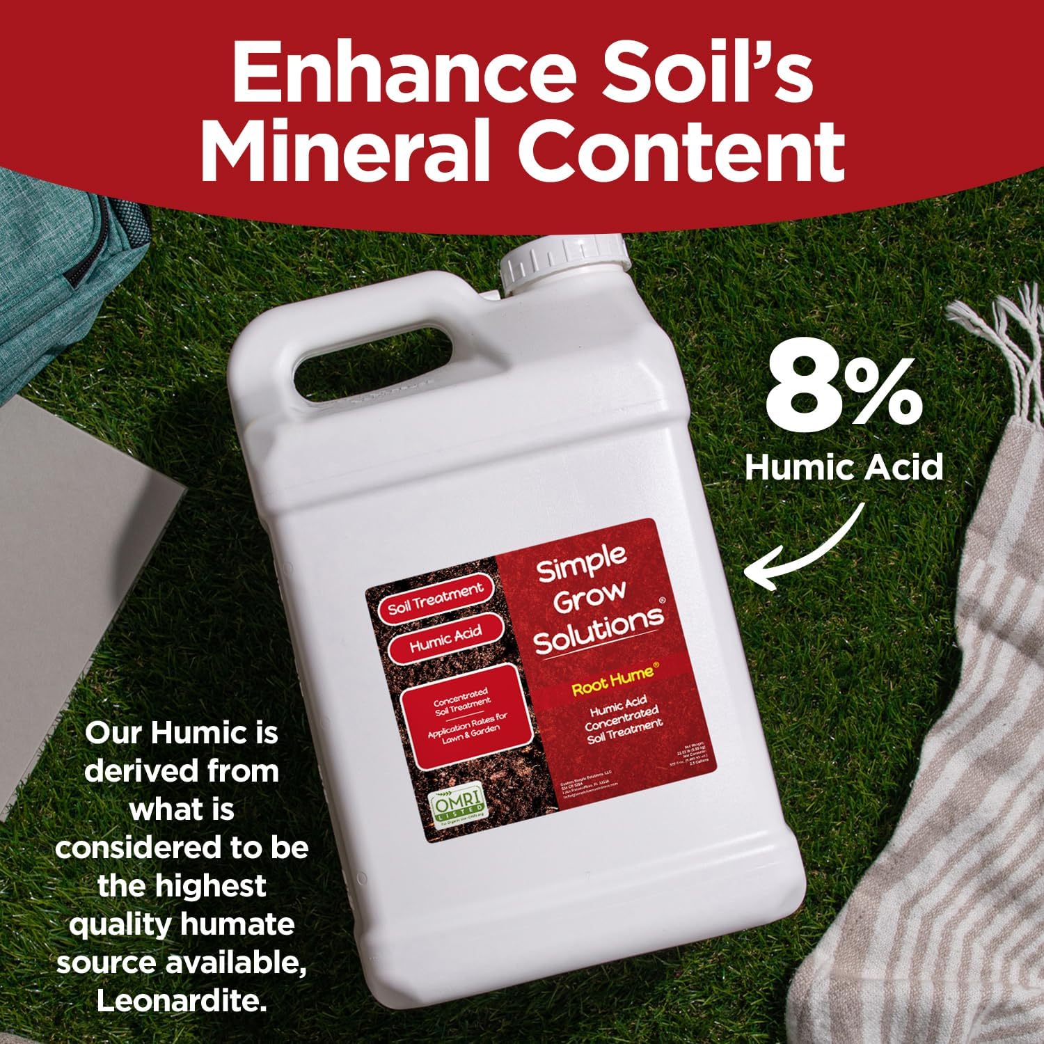 Raw Organic Soil Conditioner- Root Hume- Simple Grow Solutions- Natural Plant & Lawn Treatment- Nutrient Food Enhancer- Concentrated Liquid Humic - Grass, Tomatoes, Citrus, Flowers, Vegetables