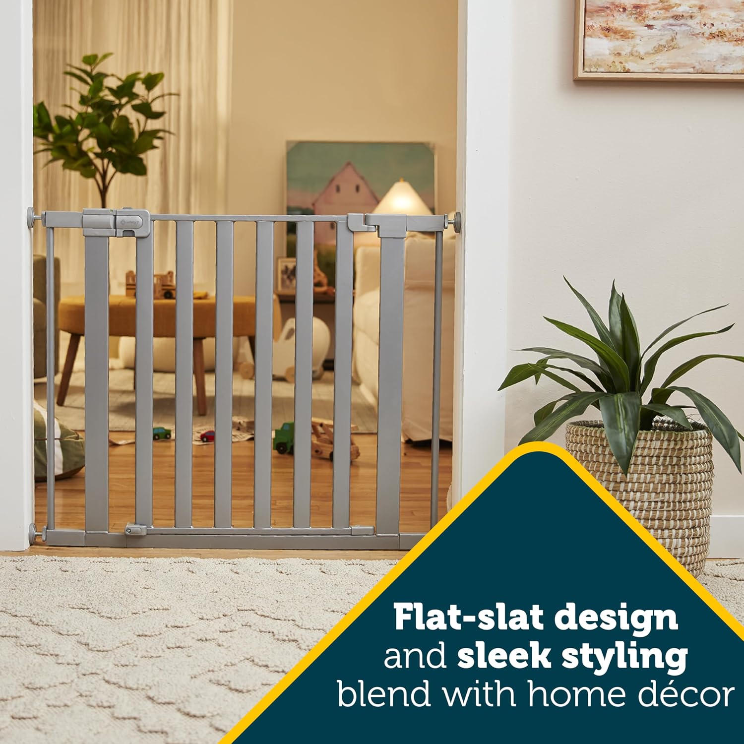 Safety 1st Easy Install Walk Thru Baby Gate for Doorway With Door, Dog Gates, Fits 29"-38", Easy Install 28" Tall, White