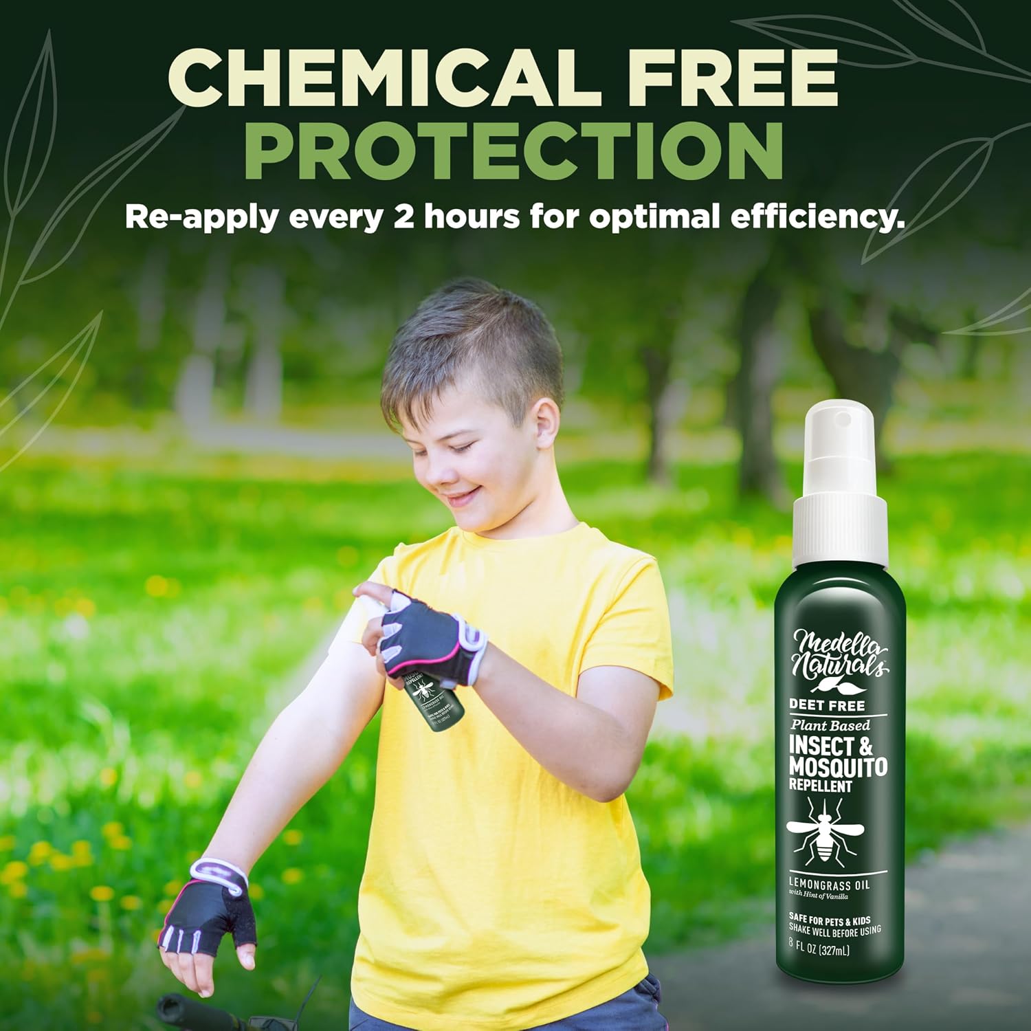 Deet-Free Insect & Mosquito Repellent – Nice Smelling, Pack of 2 (8 oz) | Insect Repellent with Lemongrass Oil Safe for Pets and Kids – Bug Spray for Mosquitoes, Gnats, Black Flies, and No-See-ums