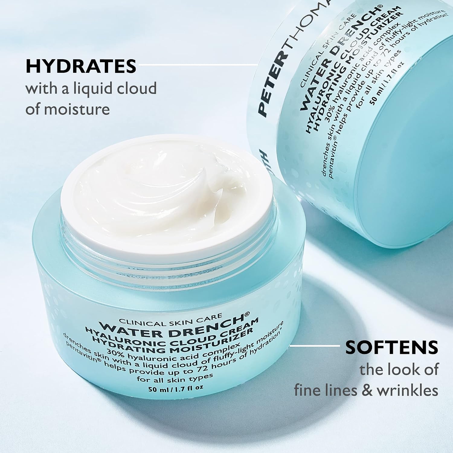 Peter Thomas Roth | Water Drench® Hyaluronic Cloud Cream Hydrating Refillable Moisturizer | Hyaluronic Acid Cream For All Skin Types, Line-Smoothing, Fragrance-Free