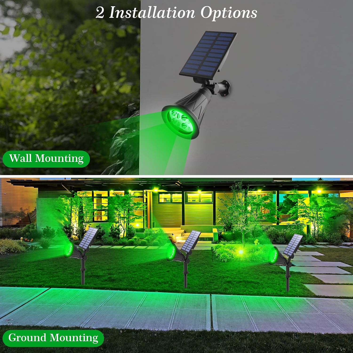 T-SUN Color Changing Solar Spot Lights Outdoor Waterproof, 7 LEDs, 2 Pack | 7 Color Changing Modes, IP65 Waterproof Dusk to Dawn Solar Uplights for Tree, Patio, Yard, Garden, Driveway, Pool Area