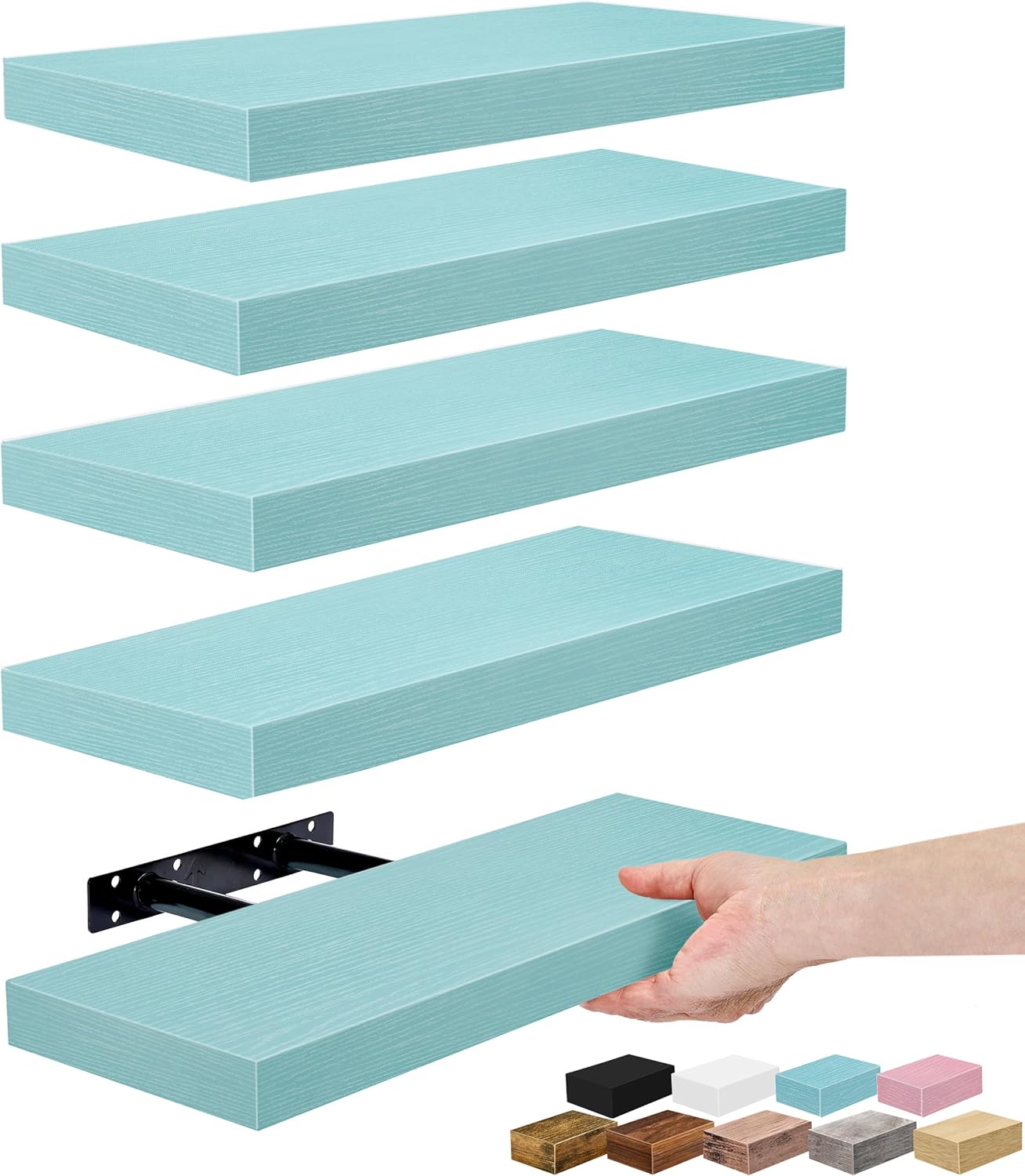 Sorbus Floating Shelves for Wall – 16 Inch Floating Shelf for Kitchen, Bedroom, Living Room, Bathroom, Home & Wall Decor - Mounted Bathroom Shelves with Invisible Brackets (Grey, 3 Pack)