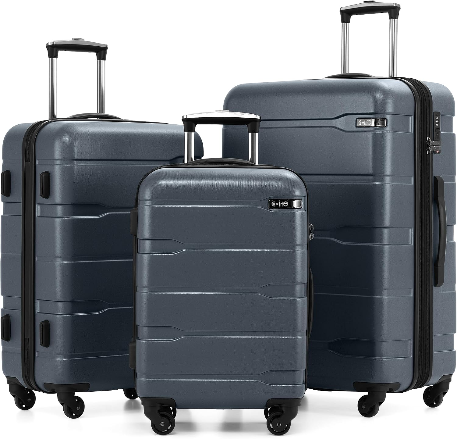 Coolife Medium Checked Luggage Hardside Suitcase with Spinner Wheels, 24in | Lightweight ABS+PC, Rolling Travel Suitcase with TSA Lock, Spinner Wheels, Durable Zipper, Charcoal