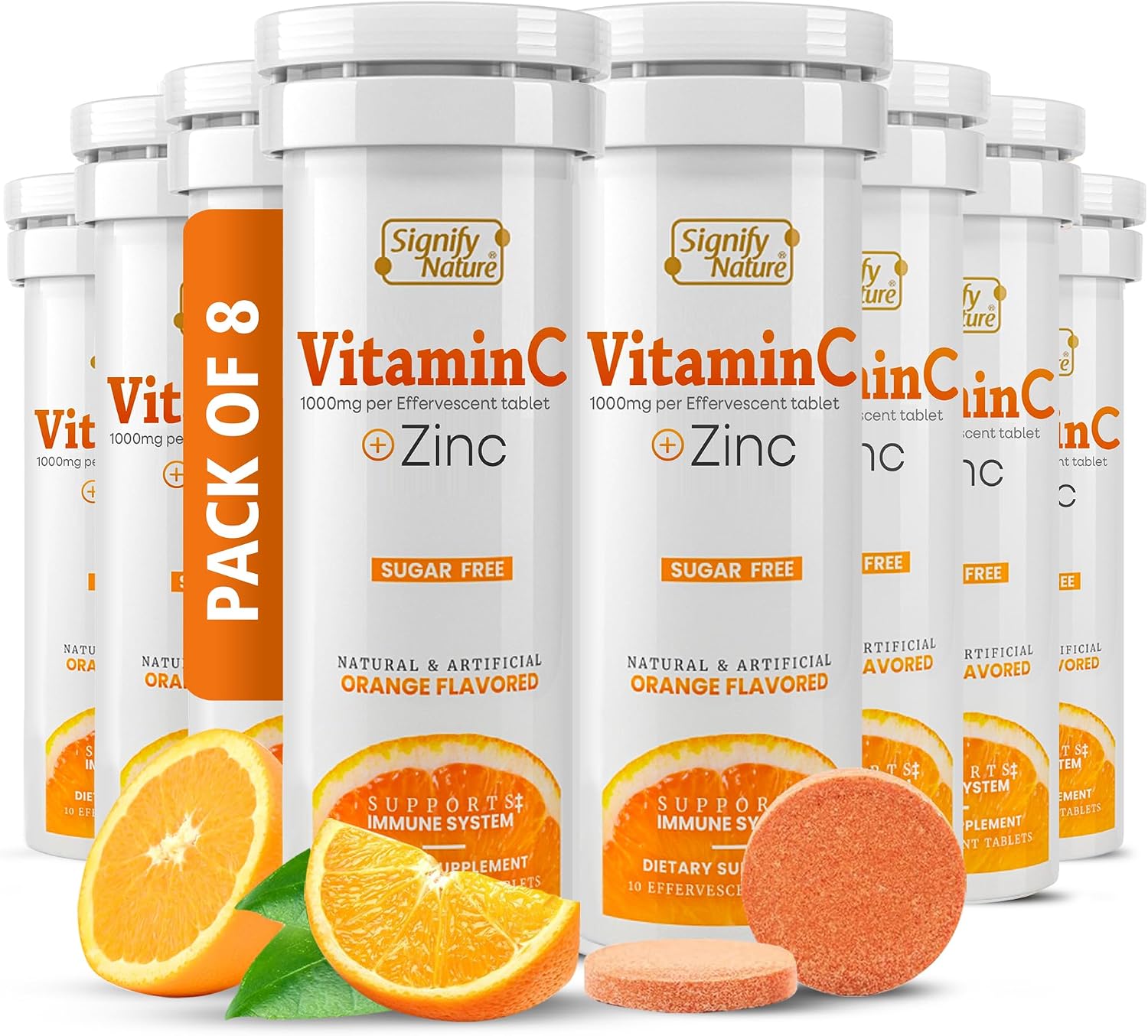 SIGNIFY NATURE Vitamin C 1000mg Effervescent Tablets with Zinc, 40CT