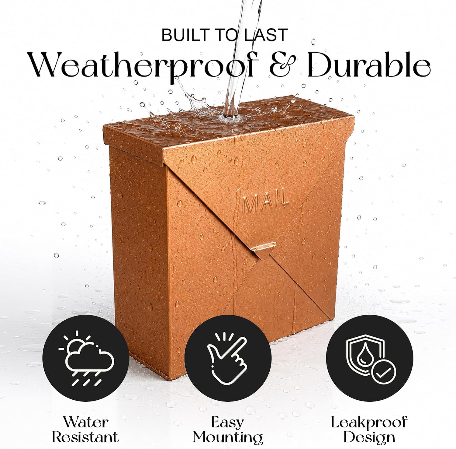 NACH Mailboxes for Outside Wall Mount, 10 x 10 x 4 inch Black Mailbox, Waterproof Mailboxes for Outside - Chicago Style Mail Box