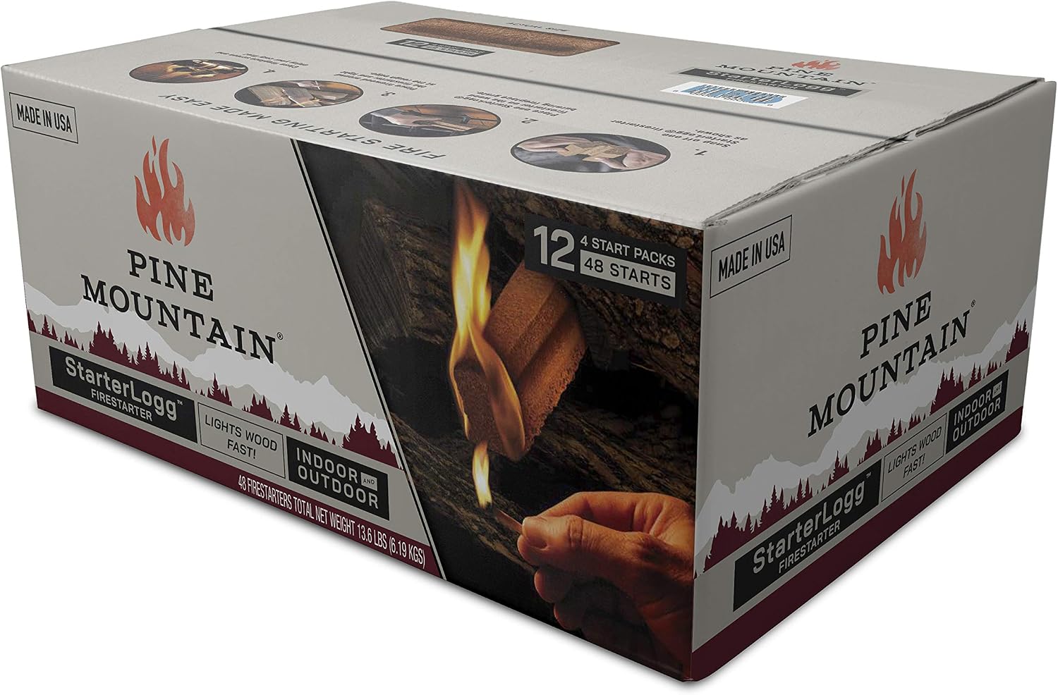 Pine Mountain StarterLogg Select-A-Size Firestarting Blocks, 48 Starts Firestarter Wood Fire Log for Campfire, Fireplace, Wood Stove, Fire Pit