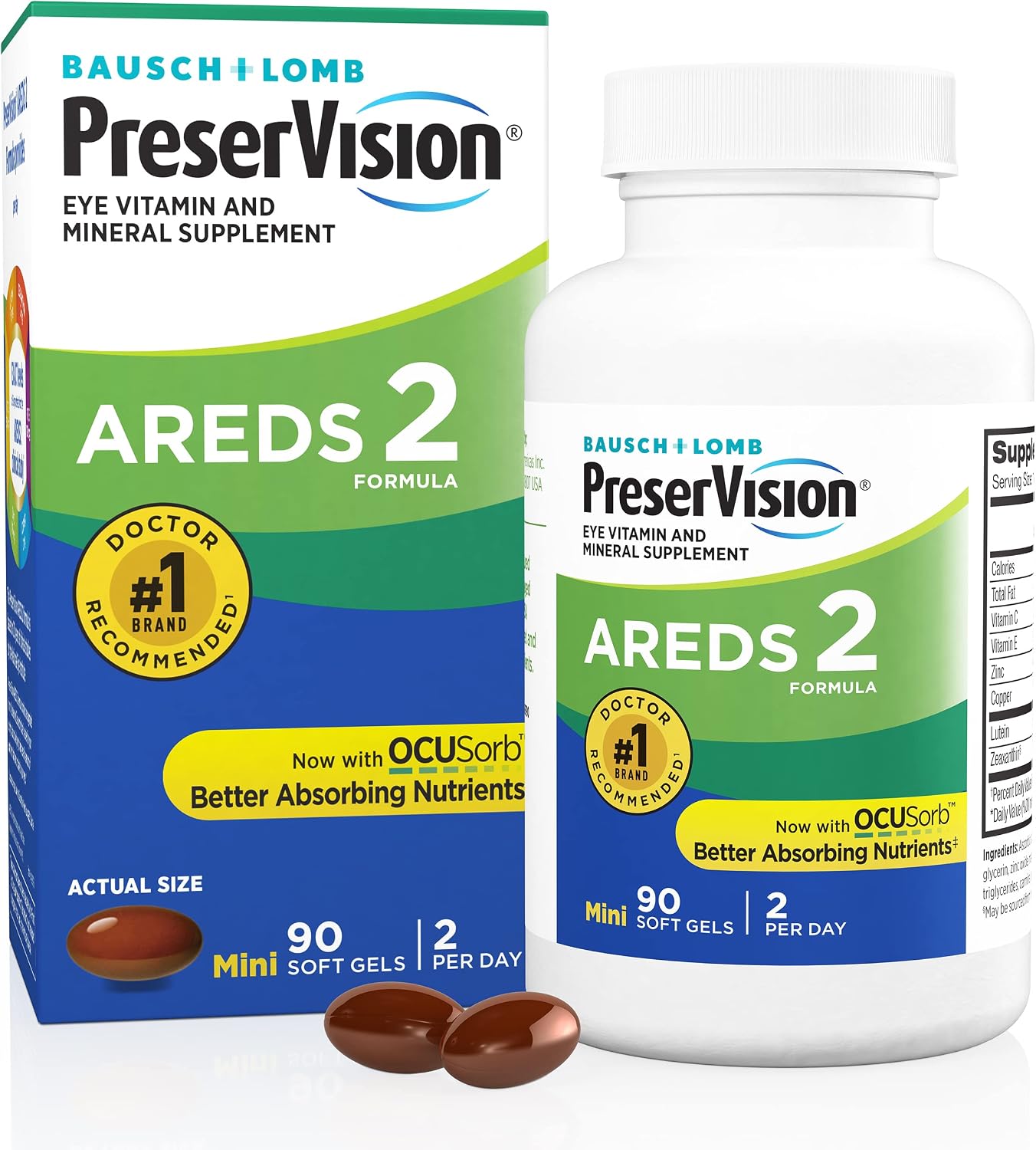 PreserVision AREDS 2 Eye Vitamins, #1 Eye Doctor Recommended Brand, Lutein and Zeaxanthin Supplement with Vitamin C, Vitamin E, Zinc, and Copper