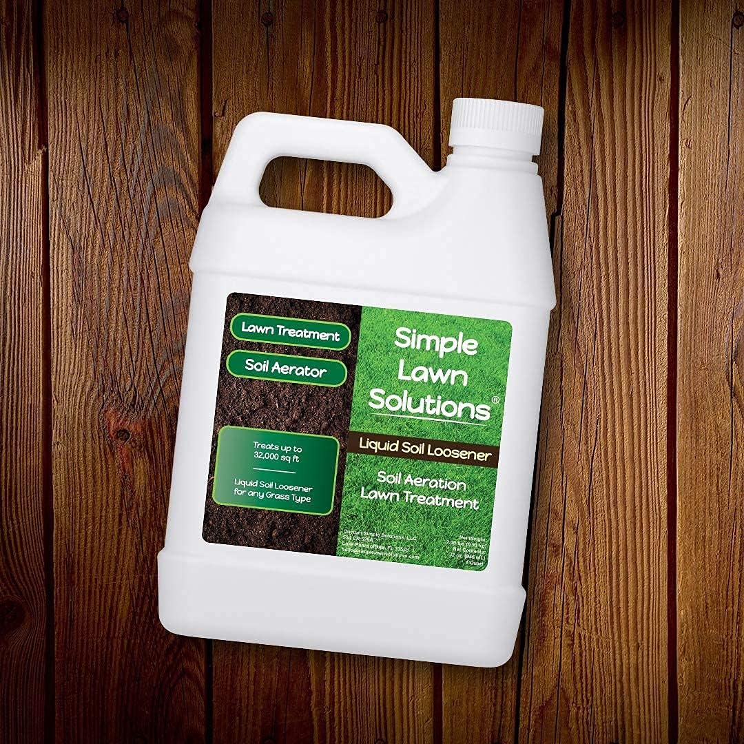 Liquid Soil Loosener- Soil Conditioner-Use alone or when Aerating with Mechanical Aerator or Core Aeration- Simple Lawn Solutions- Any Grass