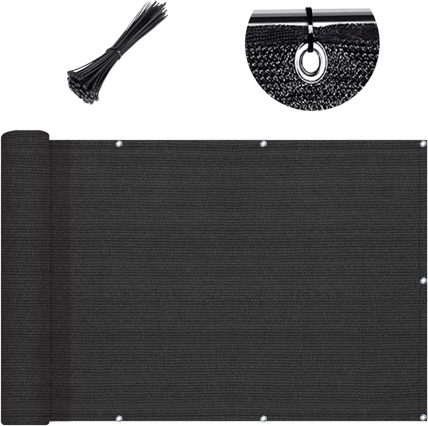 SUNLAX 3'x10' Black Balcony Privacy Screen Fence Windscreen 90% UV Block