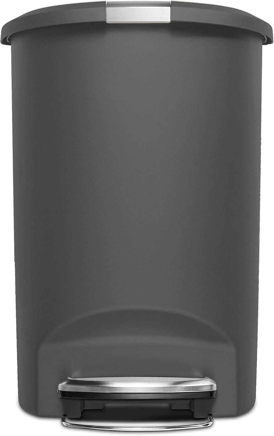 simplehuman 50 Liter / 13 Gallon Semi-Round Kitchen Step Trash Can with Secure Slide Lock, Black Plastic