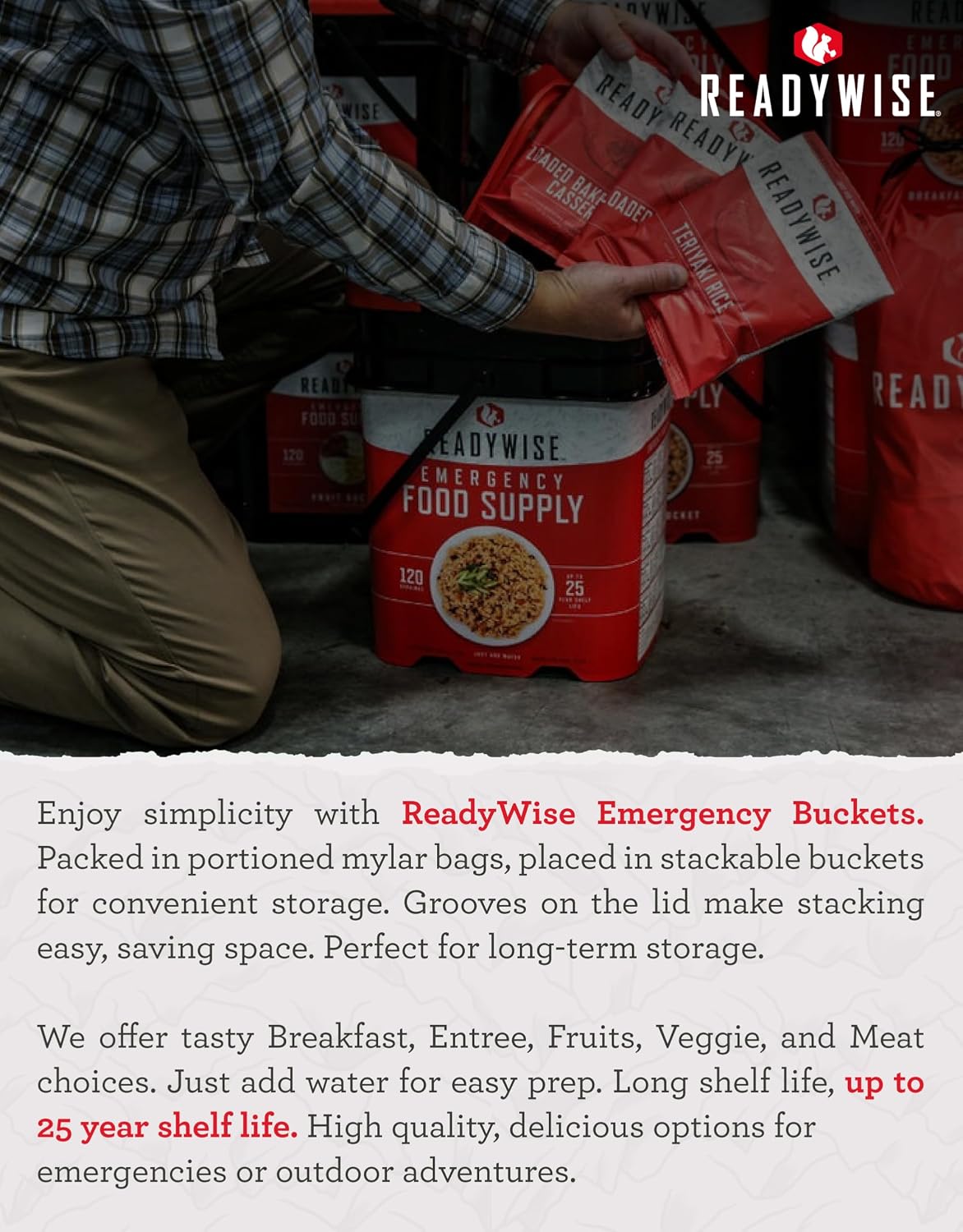 ReadyWise 7 Day Emergency Food Supply – 60 Servings Grab Bag, Camping Essentials, Freeze Dried Survival Food Kit & Dehydrated Meals