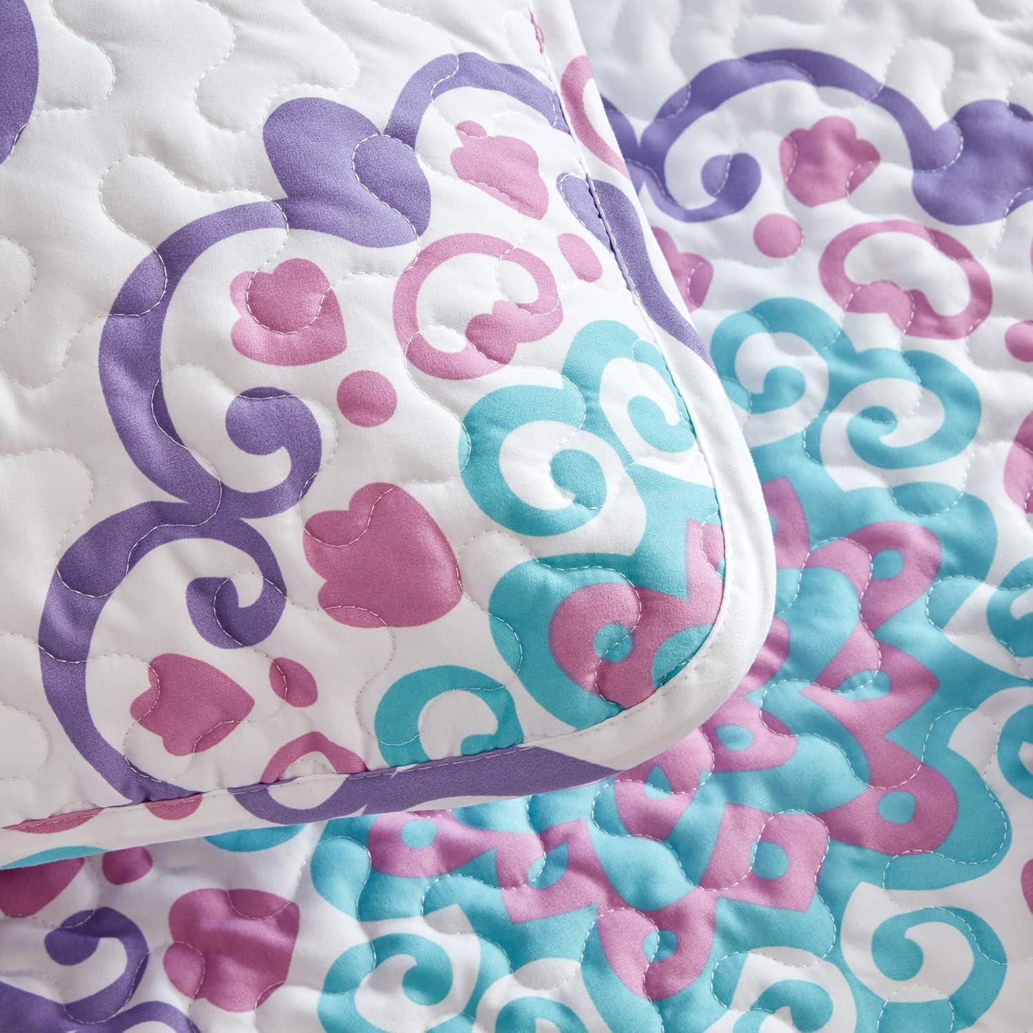 SLEEP ZONE 3-Piece Printed Quilt Set - Full/Queen Size - Lightweight Reversible Bedding Coverlet Set for All Season (Classic Paisley Pattern)