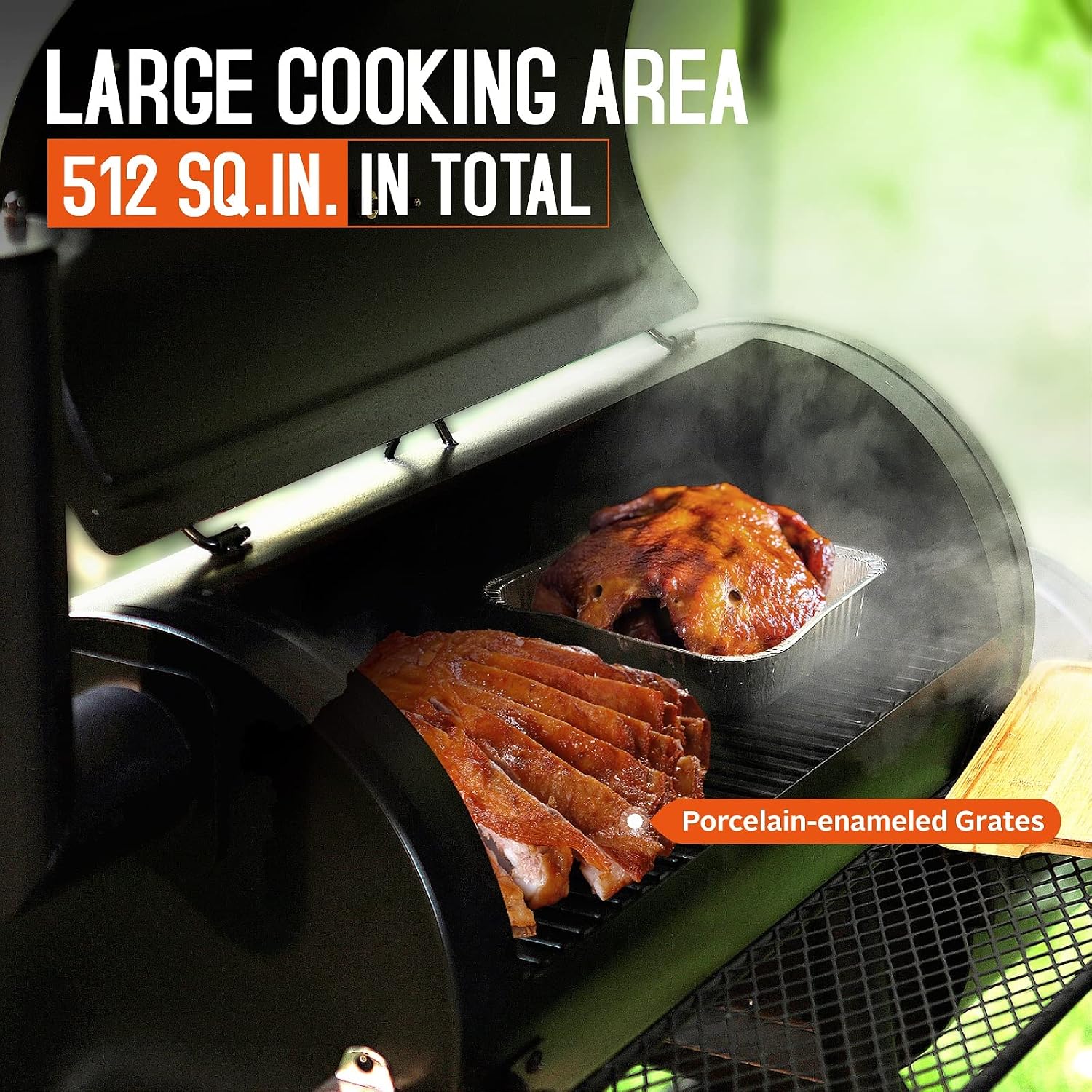 Sophia & William Vertical Offset Charcoal Smoker 961 SQ.IN. Cooking Area | Extra Large Heavy-Duty Outdoor BBQ Gill Offset Smoker with Warming Tray, Push-out Ash Tray for Outdoor Cooking, Black