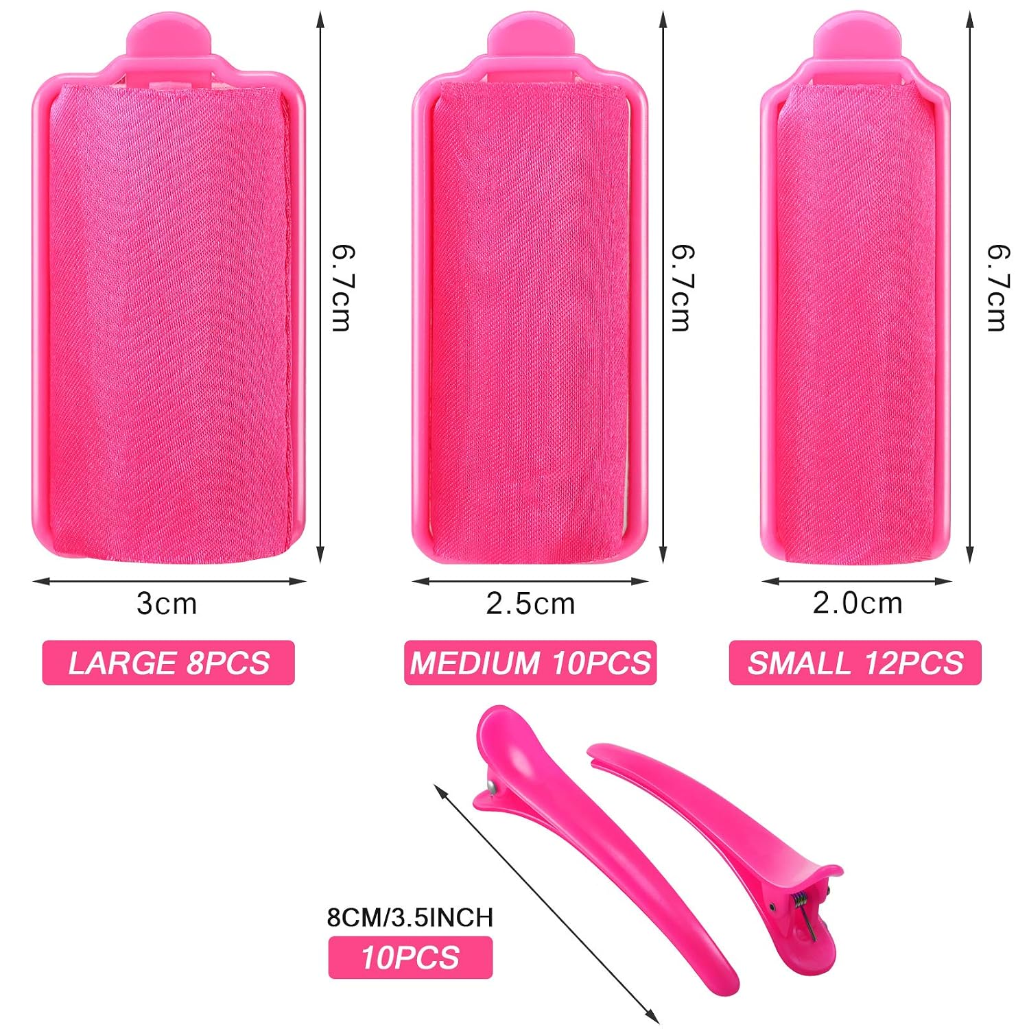 WILLBOND 40 Pcs Sponge Hair Rollers Satin Foam Curlers with Clips, Black