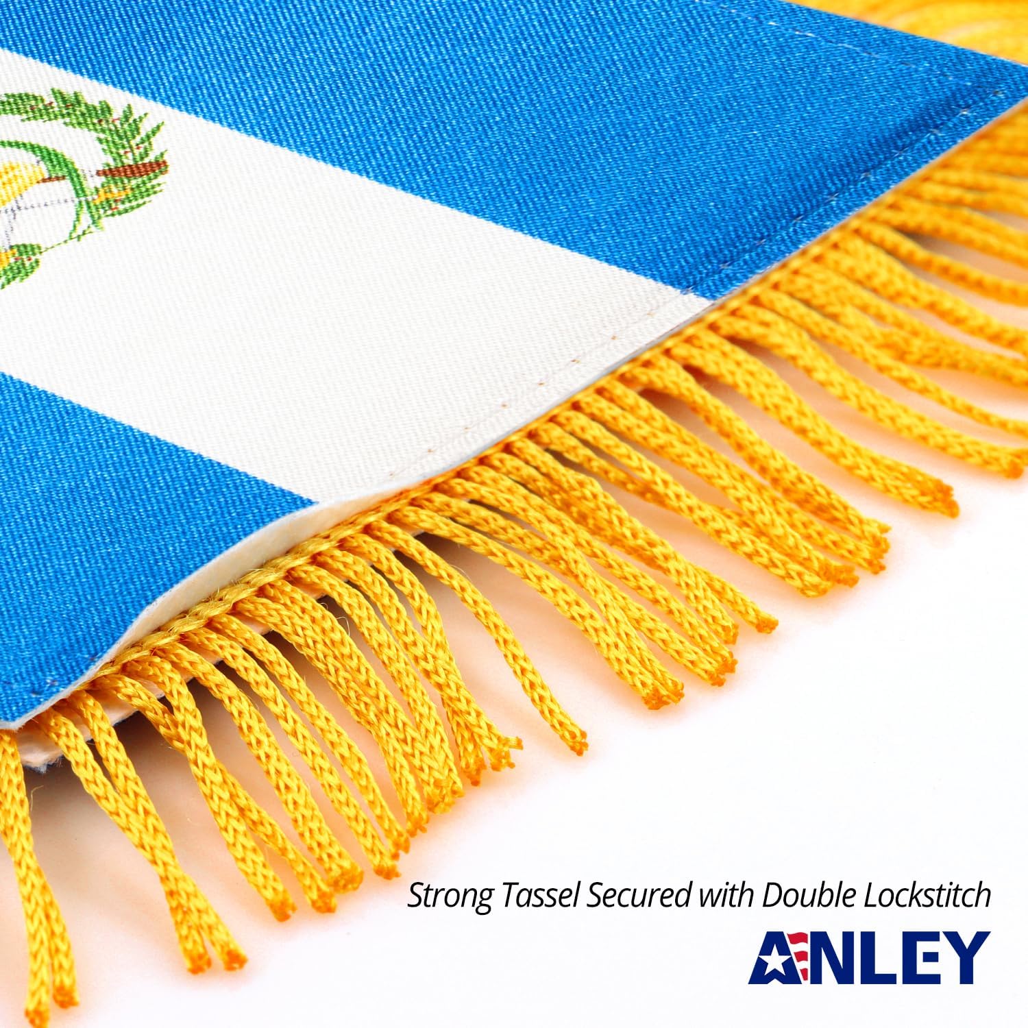 Anley 4 X 6 Inch Nicaragua Fringy Window Hanging Flag - Mini Banner & Car Rearview Mirror Décor - Fringed Nicaraguan Hanging Flag with Suction Cup