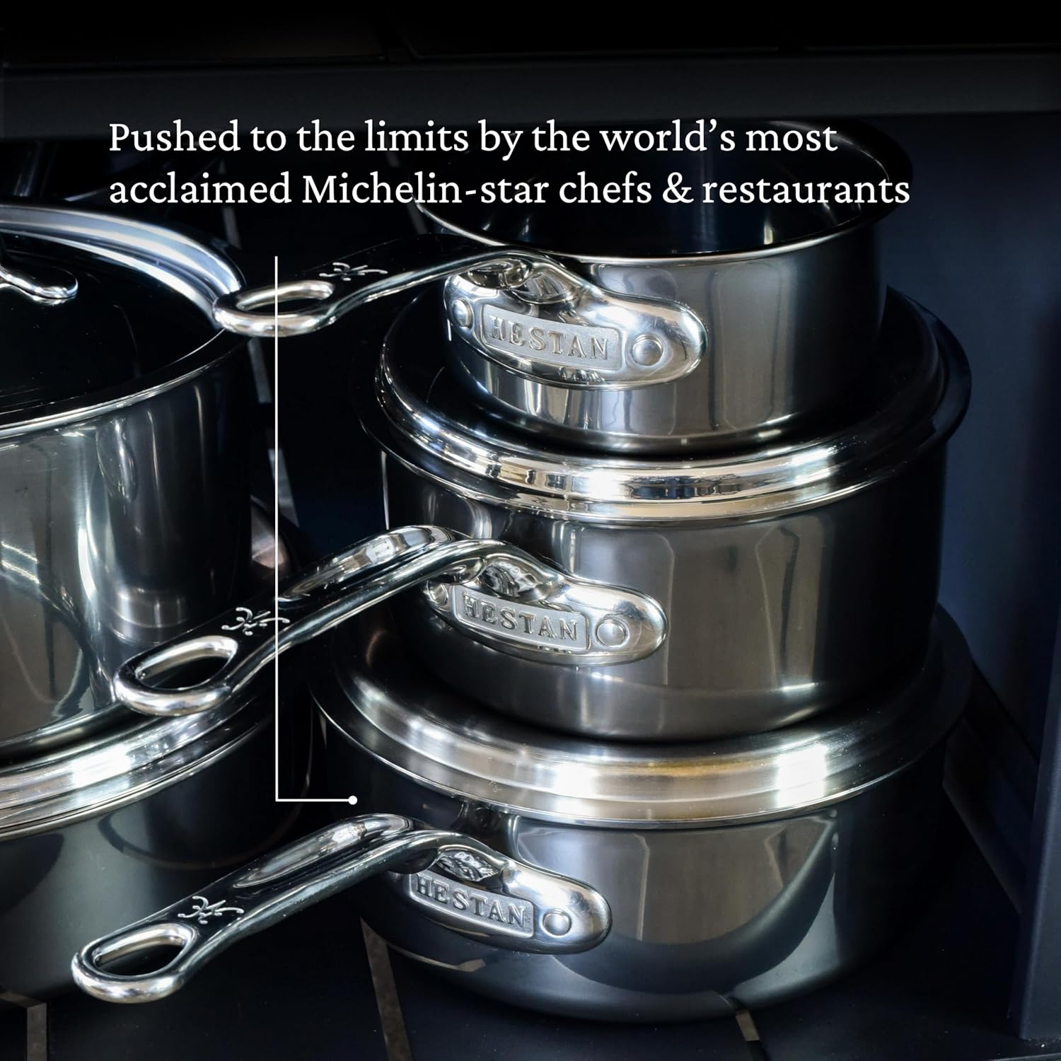 Hestan NanoBond Molecular Titanium Saucepan with Lid, 2-Quart - PFAS-Free Stainless Steel, 4x Stronger, 1050°F Oven Safe, Induction Compatible