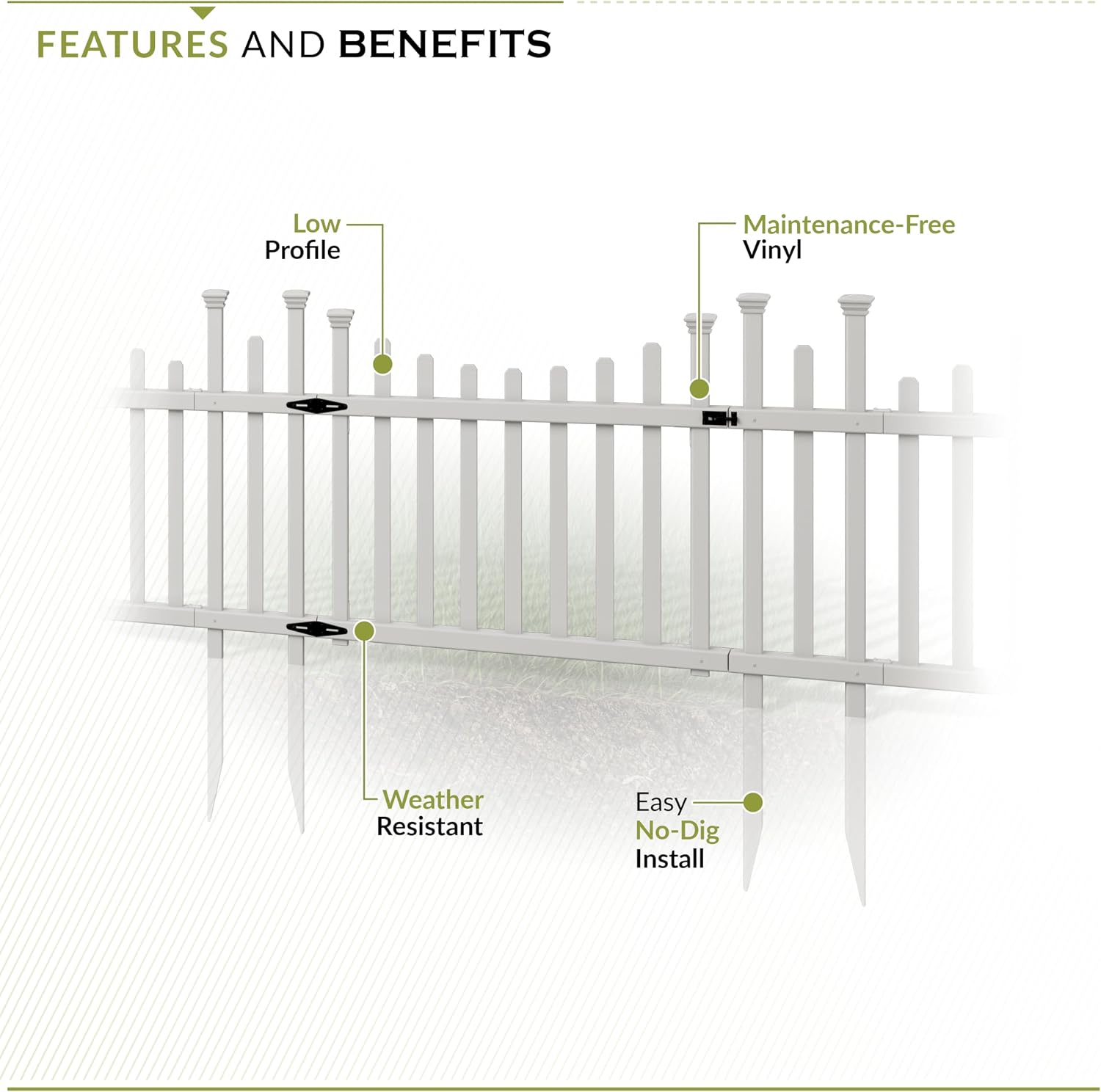 Zippity Madison Picket Gate, White Vinyl DIY No Dig Kit | 2.5ftH x 5.1ftW, 1 Gate, ZP19028