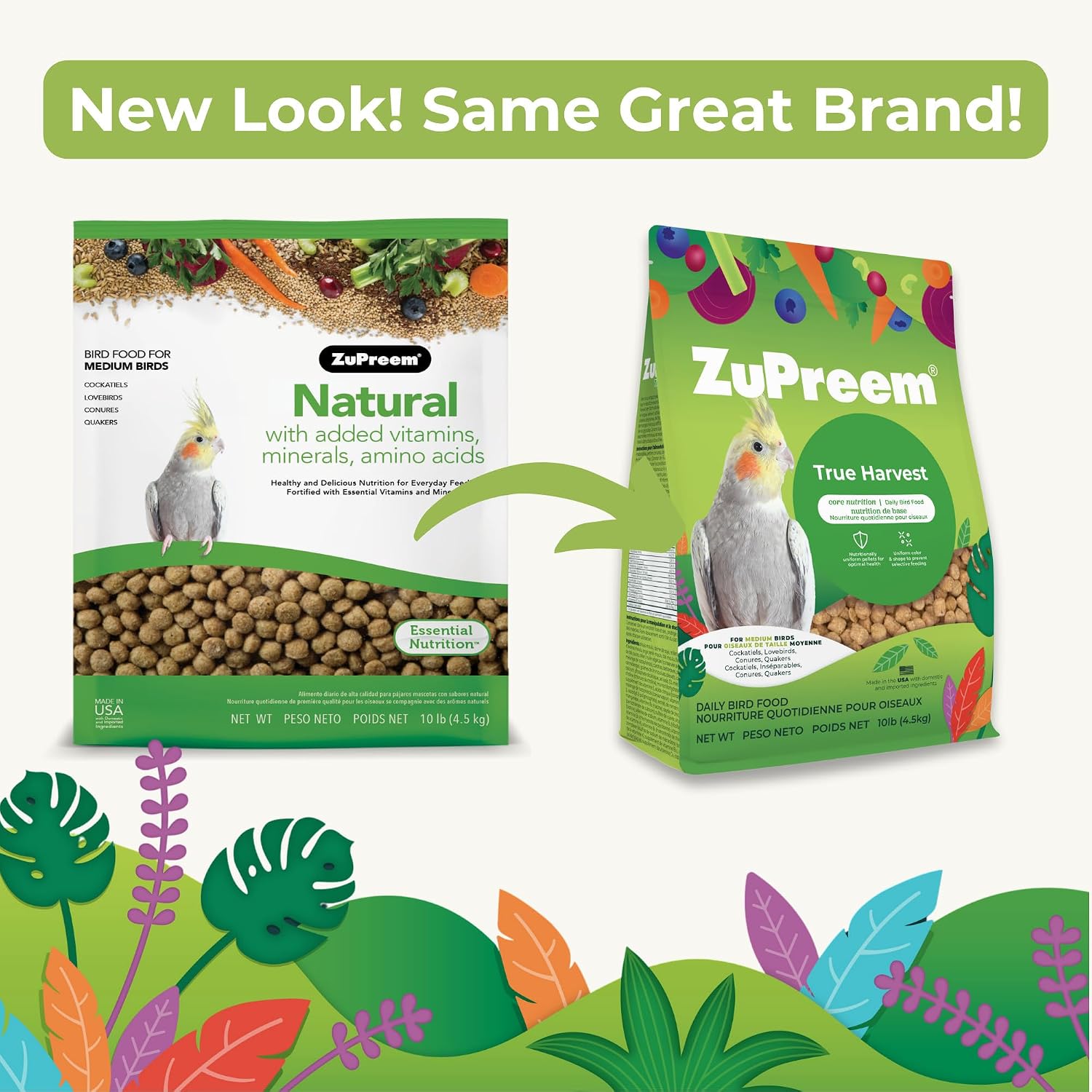 ZuPreem FruitBlend Cockatiel & Conure Food, Uniform Bird Food, M, 2 lb | Bird Food Pellets, Real Fruit, Blend, Cockatiel Food, Conures, Lovebirds, Love Bird Pellets, Quaker, Parrot, Medium Birds