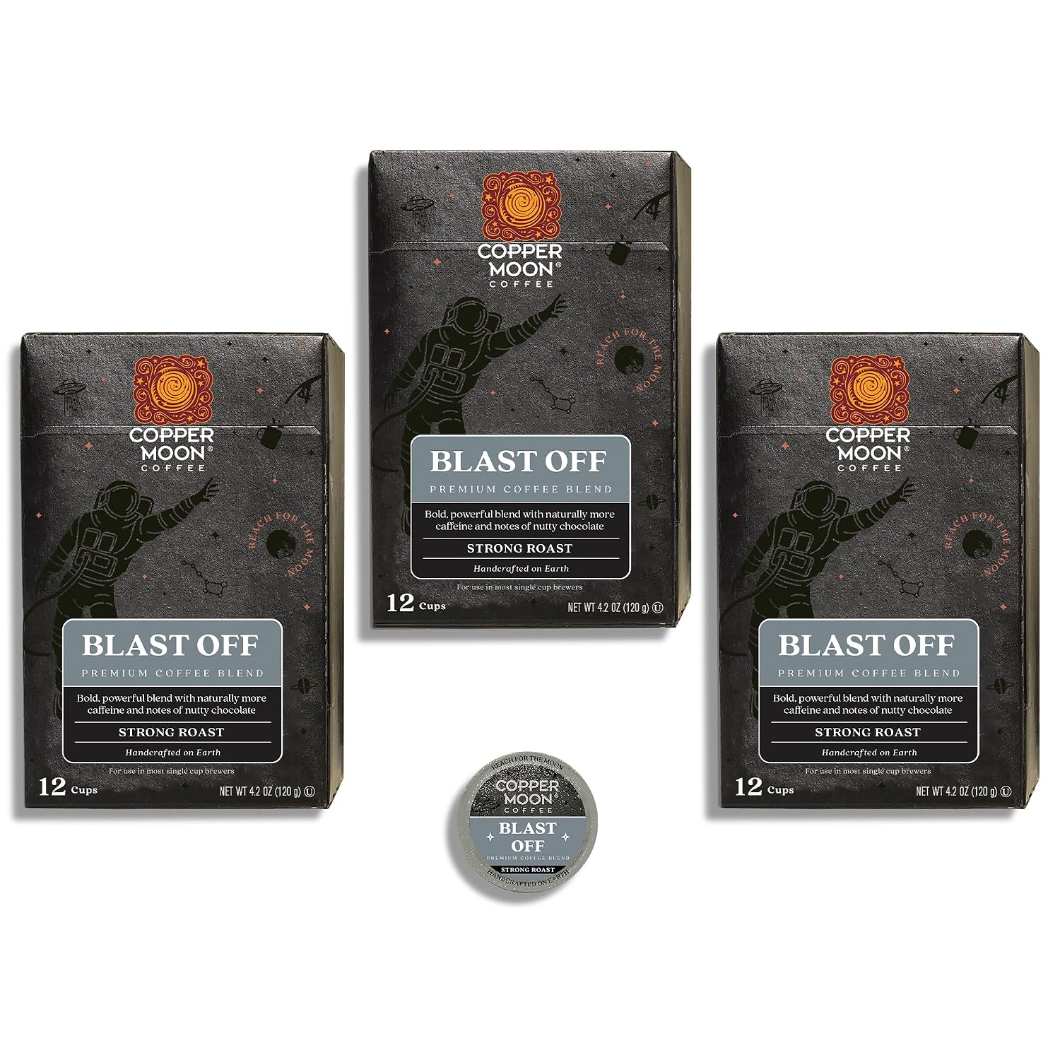 Copper Moon K-Cup Coffee Pods, Medium Roast, Costa Rican Blend, 80 Count | Single Serve, Vegan, Allergen Free, Non-GMO, Kosher, Small Batch Roasted, Vegetarian, Compatible with Keurig K Cup Brewers
