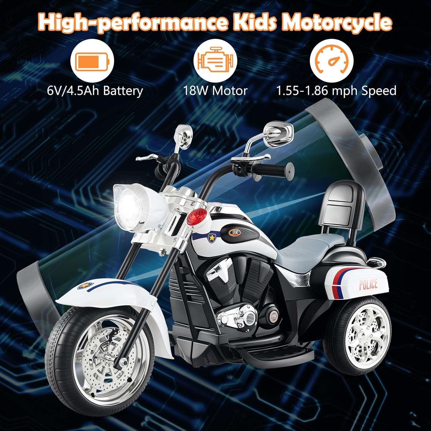 Costzon 6V Ride on Chopper Kids Motorcycle with Horn, Headlight (Red)