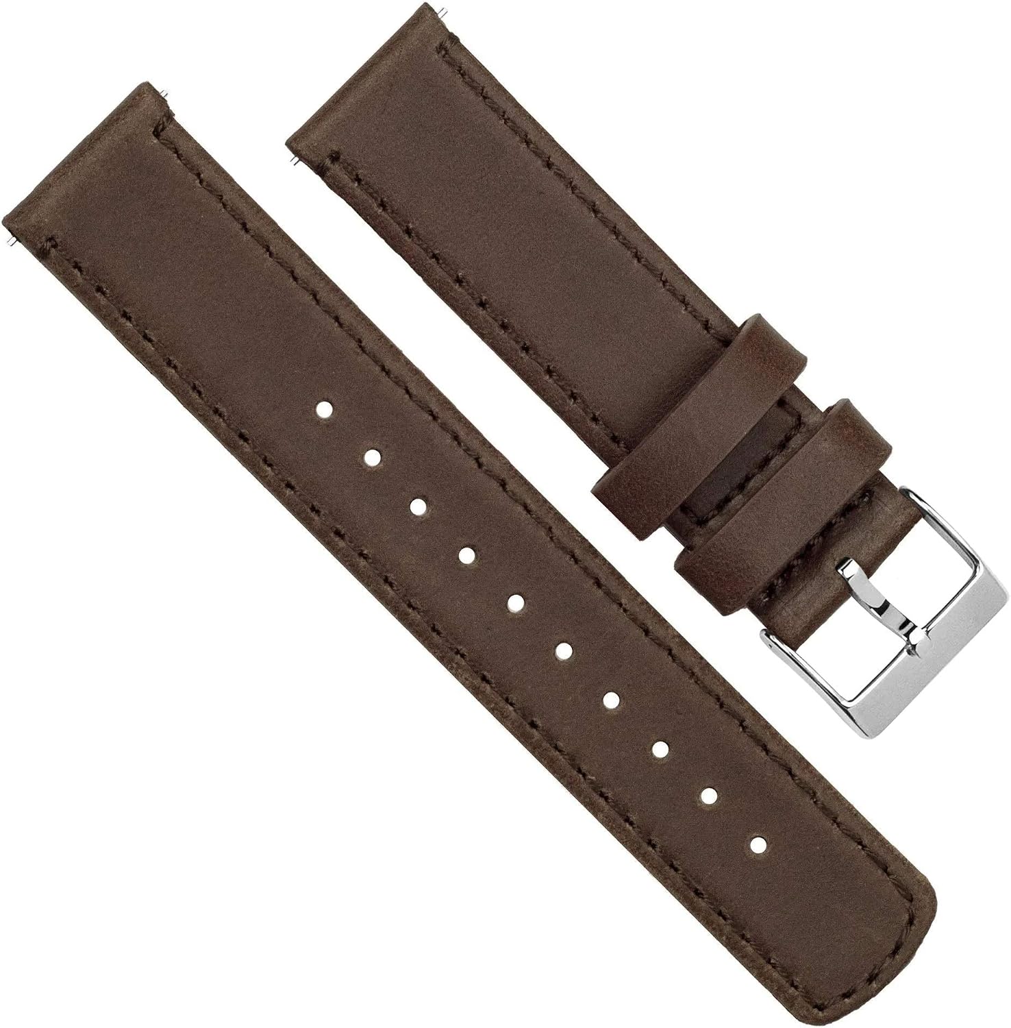 BARTON WATCH BANDS 20mm Saddle Brown Quick Release Top Grain Leather Watch Band Strap