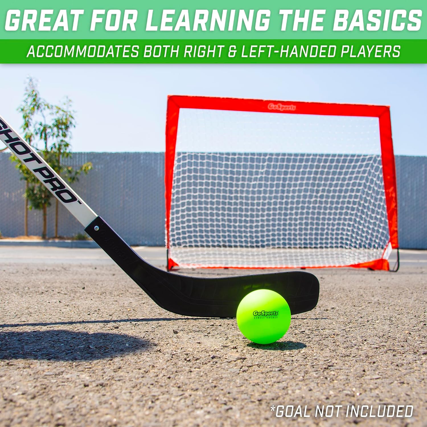 GoSports Street Hockey - Choose Between Goal Set with Sticks, Balls (6 Pack) or Sticks (2 Pack)