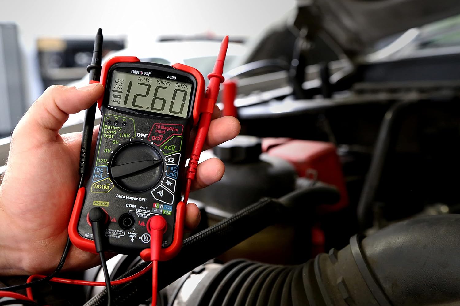 INNOVA 3320 Auto-Ranging Digital Multimeter, Red & Black | Automotive meter for car audio and car stereo install tools