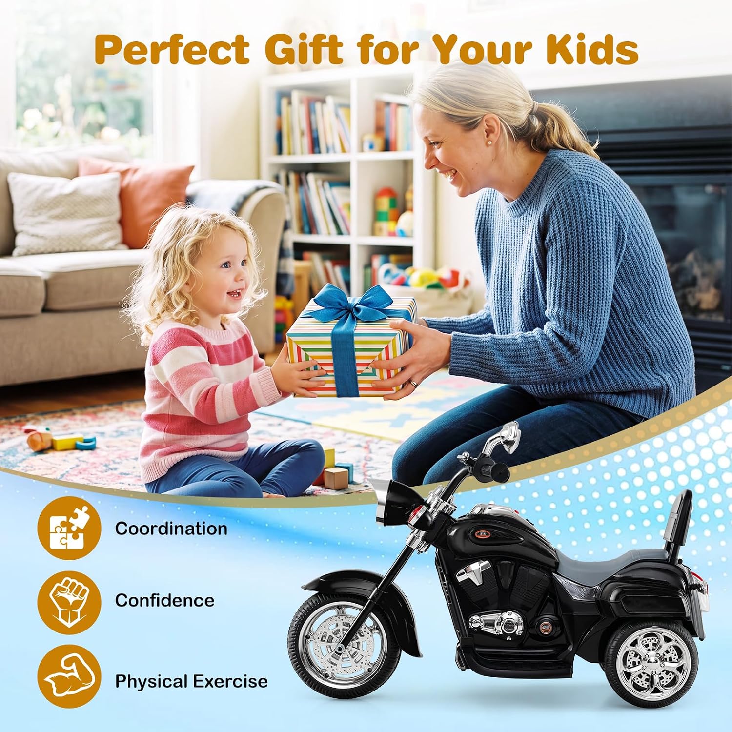 Costzon 6V Ride on Chopper Kids Motorcycle with Horn, Headlight (Red)