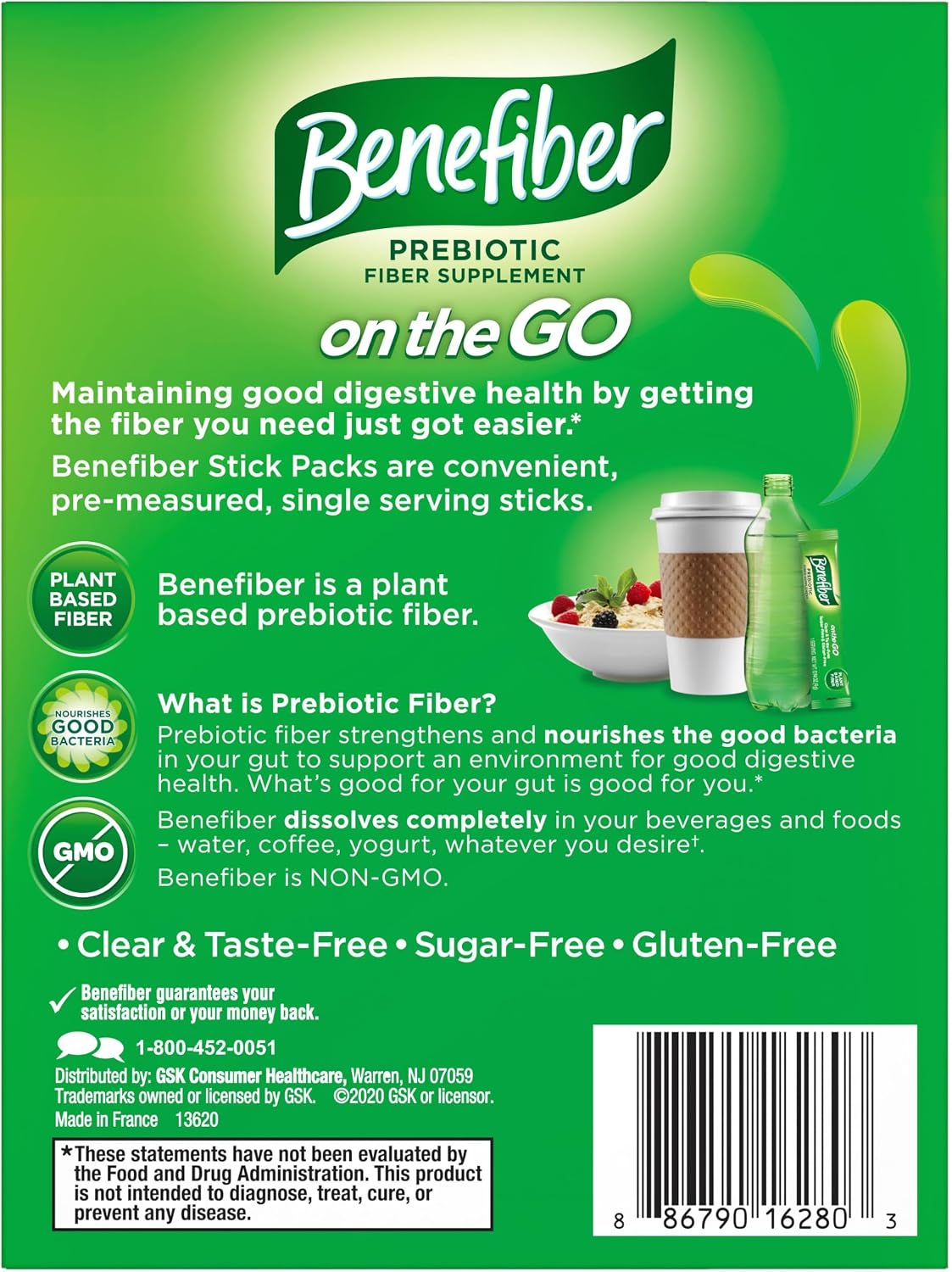Benefiber Prebiotic Fiber Supplement Powder, Unflavored, 28 Stick Packs | Plant-based Prebiotic Fiber Powder, Sugar-Free, Dissolves Clear and Tasteless, GLP-1 Support for Digestive Health