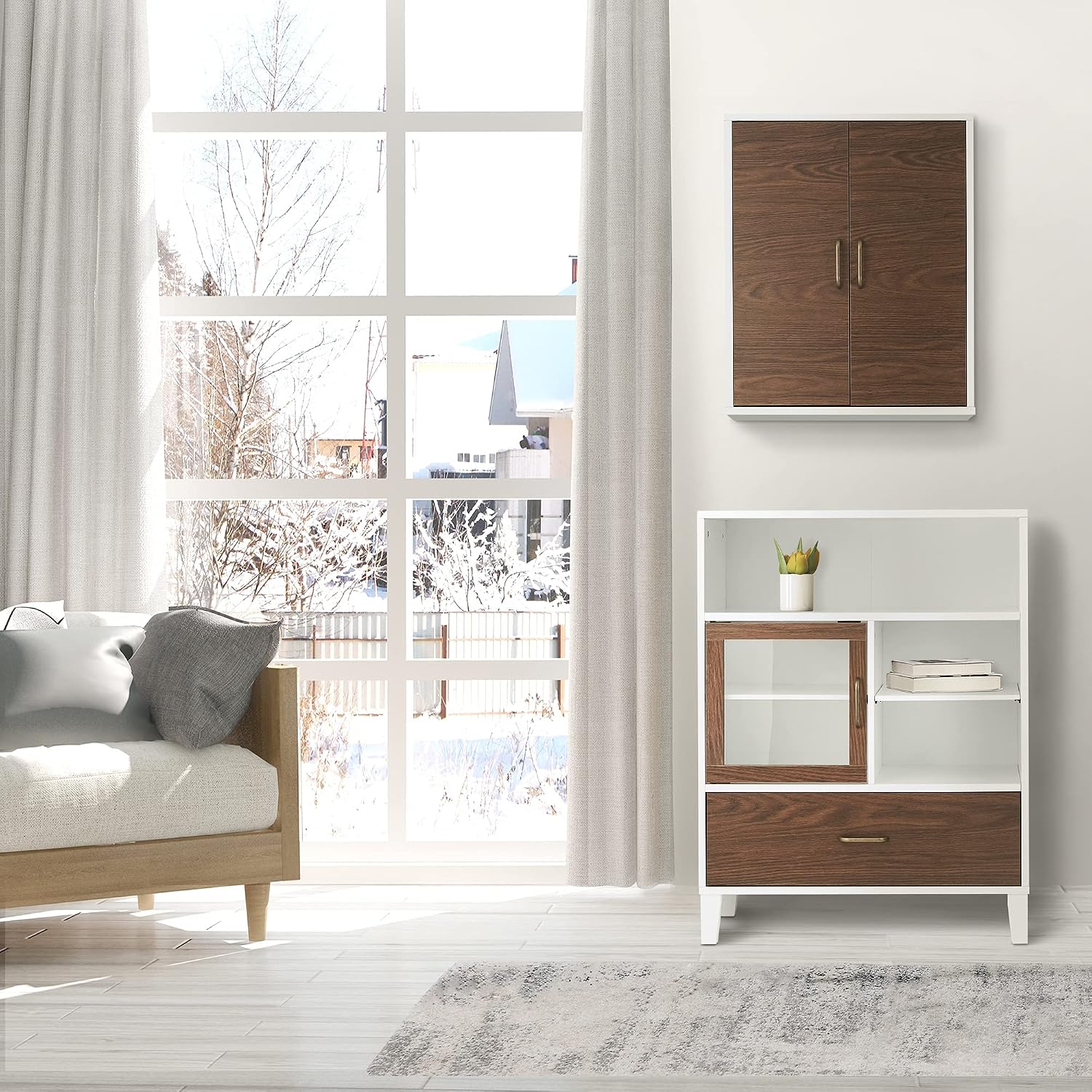 Teamson Home Florence 26 in. x 32 in. 2-Door Freestanding Wooden Floor Cabinet with Adjustable Shelves for Storage Solutions in Bathrooms, Kitchens, Laundry Rooms, Home Offices, White | Freestanding Wooden, Adjustable Shelves, For Bathrooms, Kitchens, La…