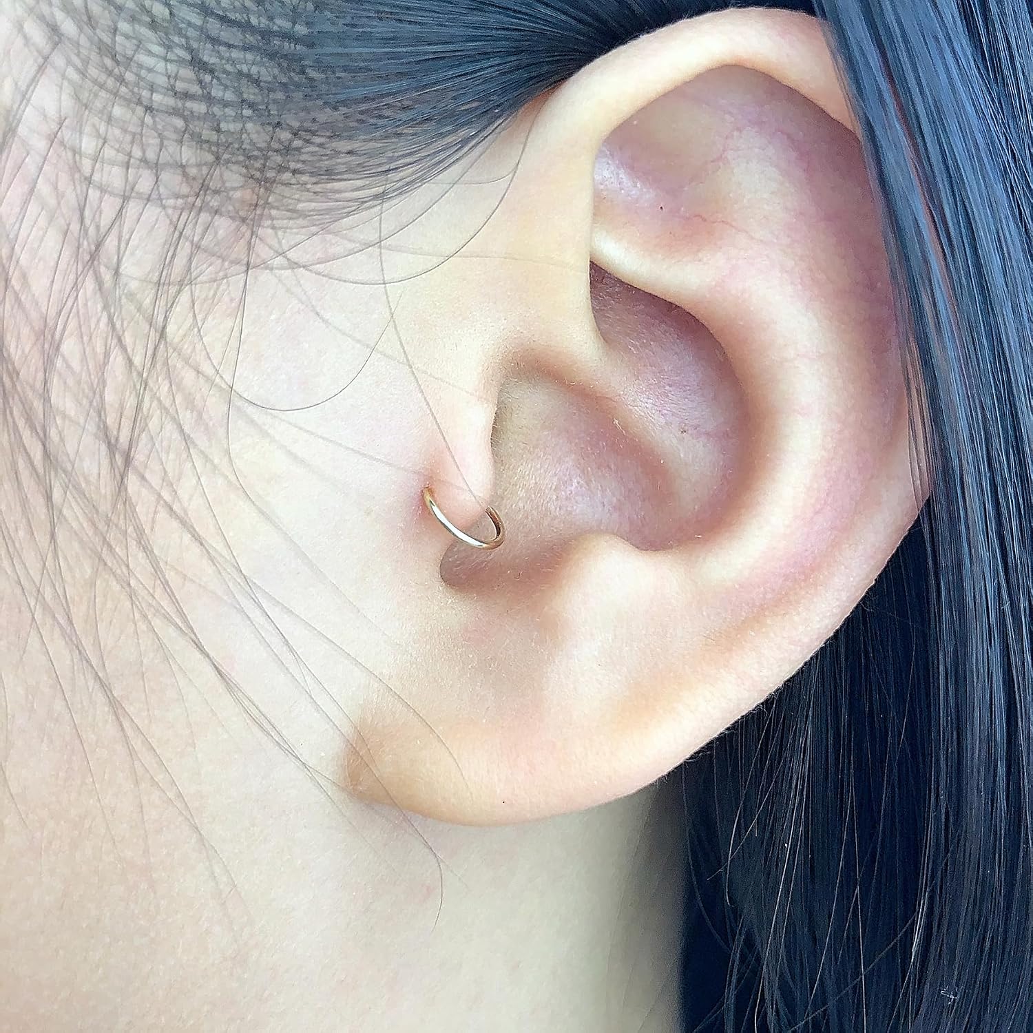 Small Gold or Sterling Silver Huggie Hoop Earrings for Women Cartilage Nose Helix Tragus